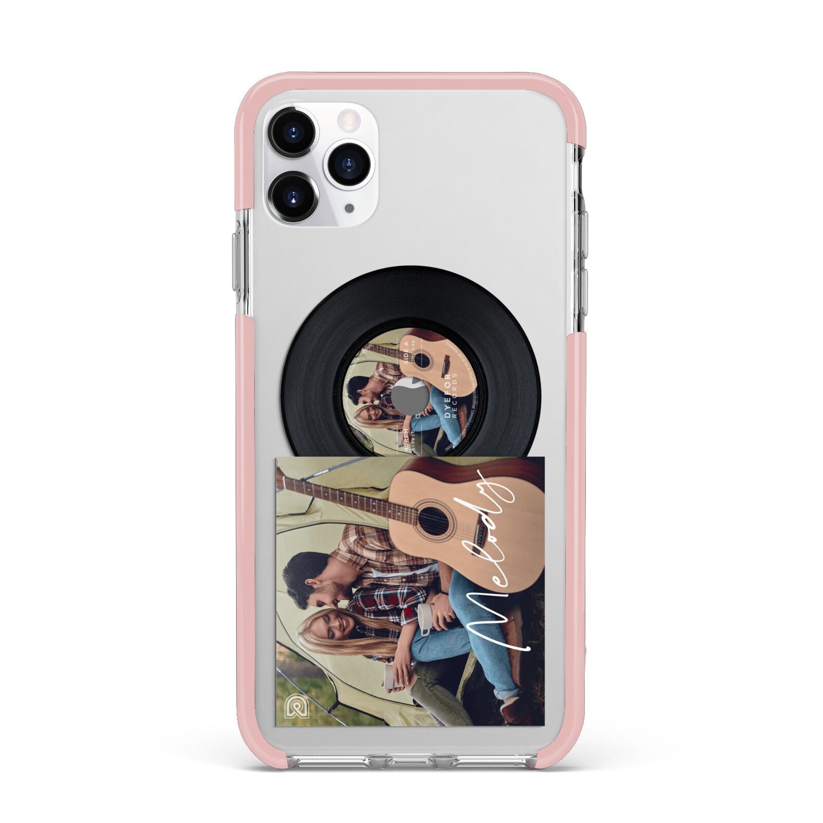 Personalised Vinyl Record iPhone 11 Pro Max Impact Pink Edge Case