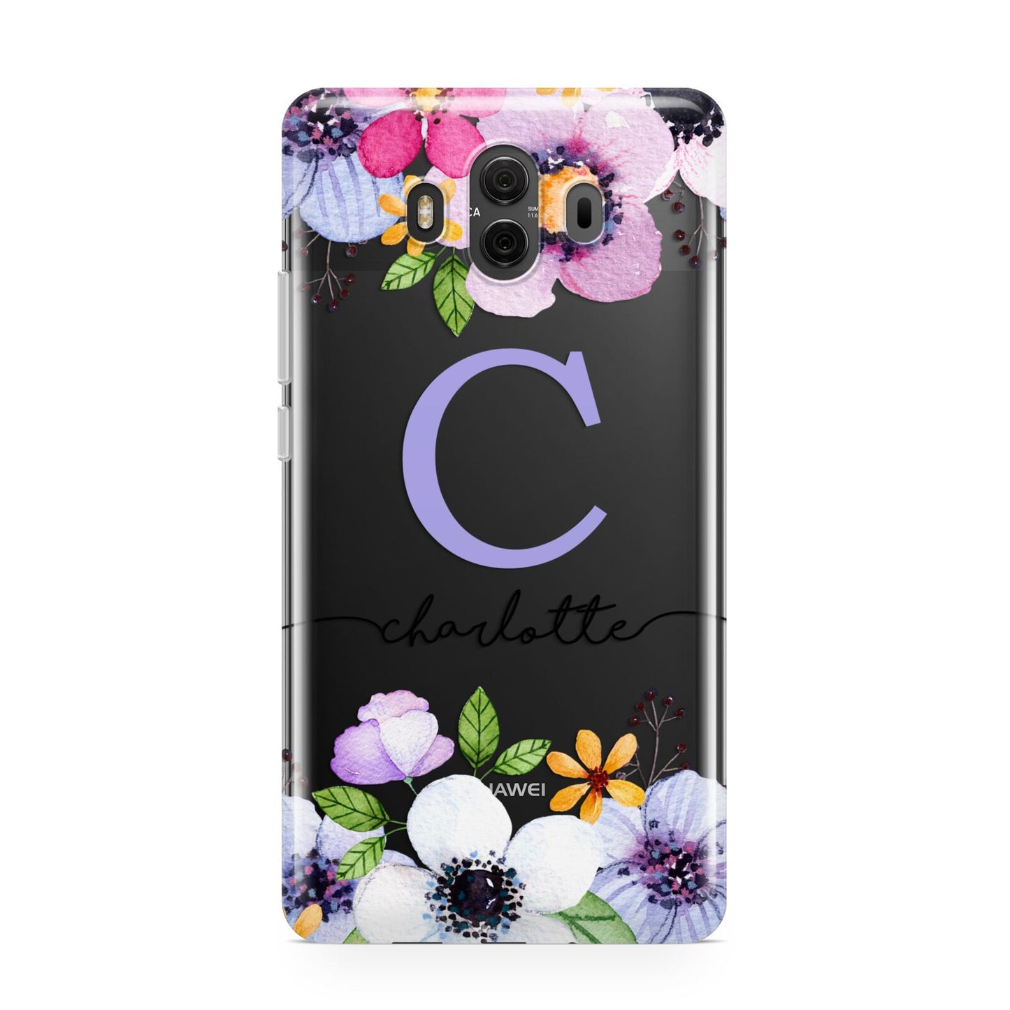 Personalised Violet Flowers Huawei Mate 10 Protective Phone Case