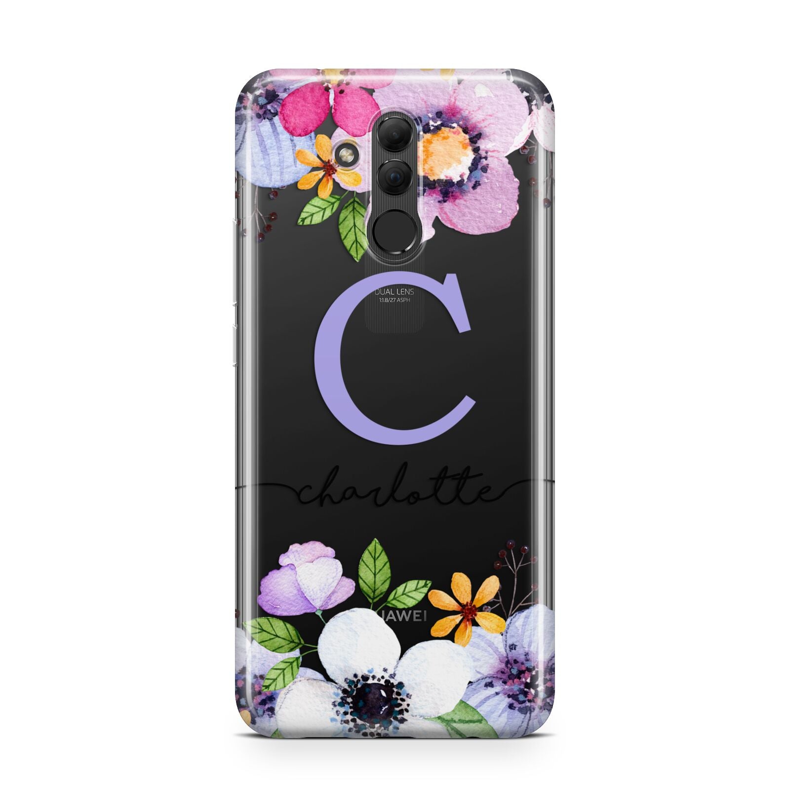 Personalised Violet Flowers Huawei Mate 20 Lite