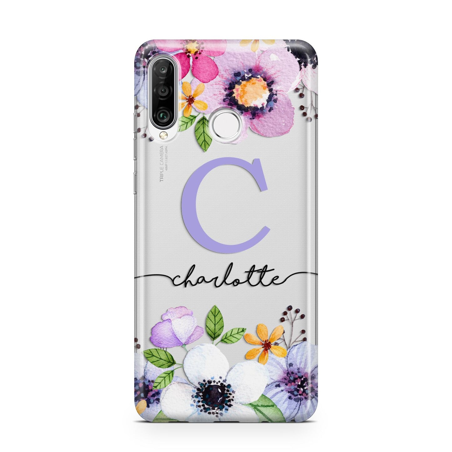 Personalised Violet Flowers Huawei P30 Lite Phone Case