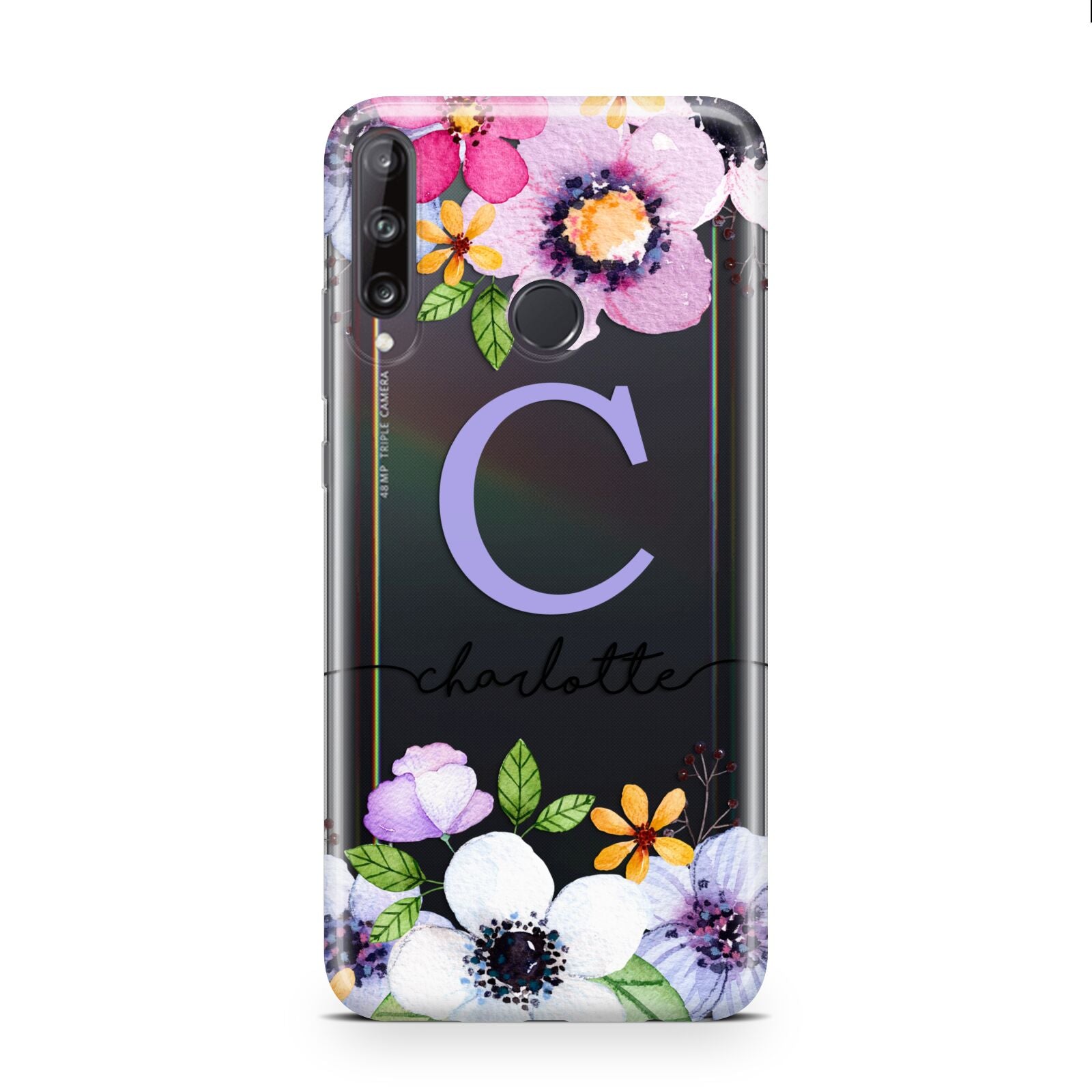 Personalised Violet Flowers Huawei P40 Lite E Phone Case