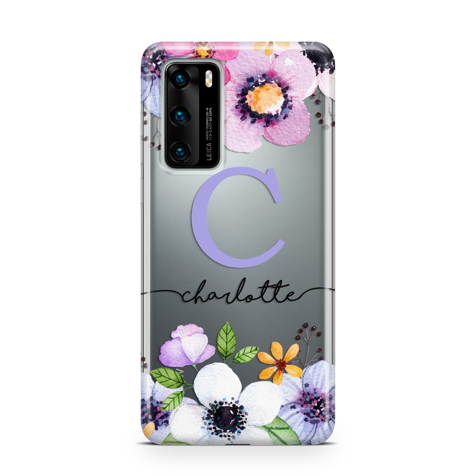 Personalised Violet Flowers Huawei P40 Phone Case