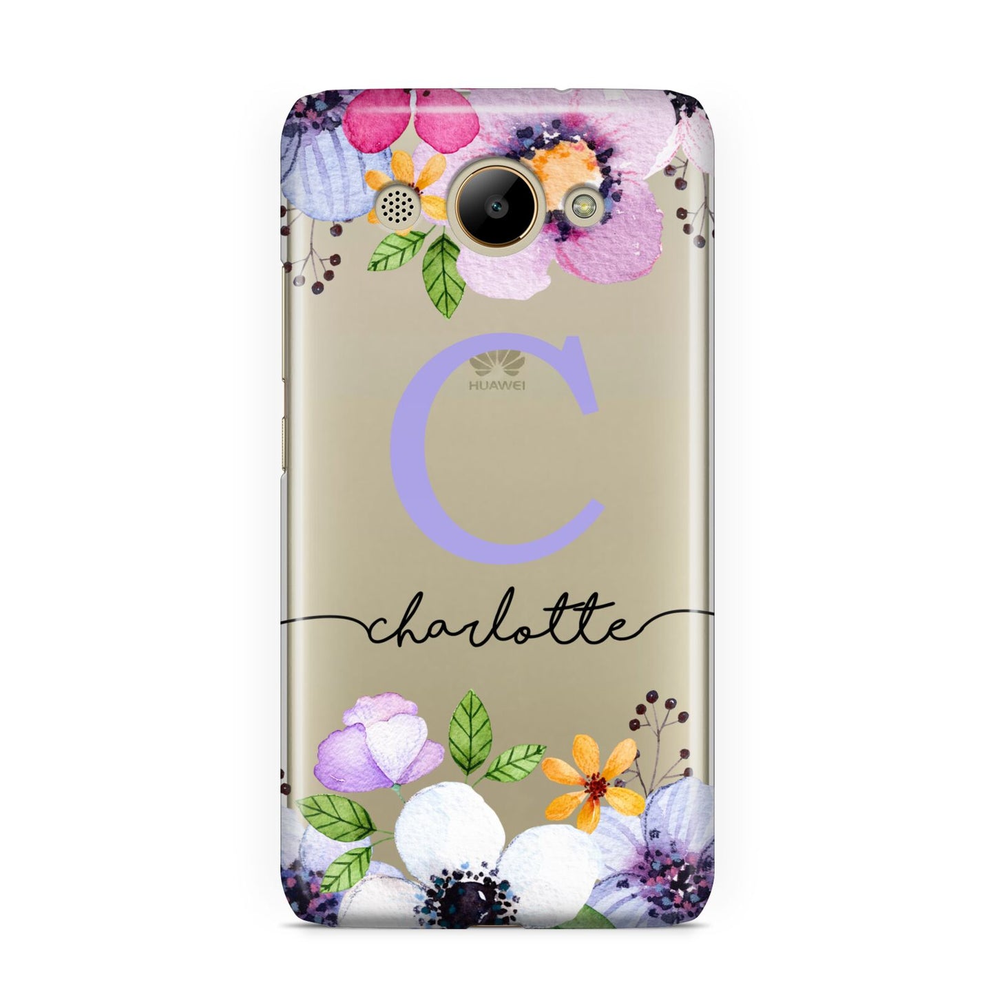 Personalised Violet Flowers Huawei Y3 2017