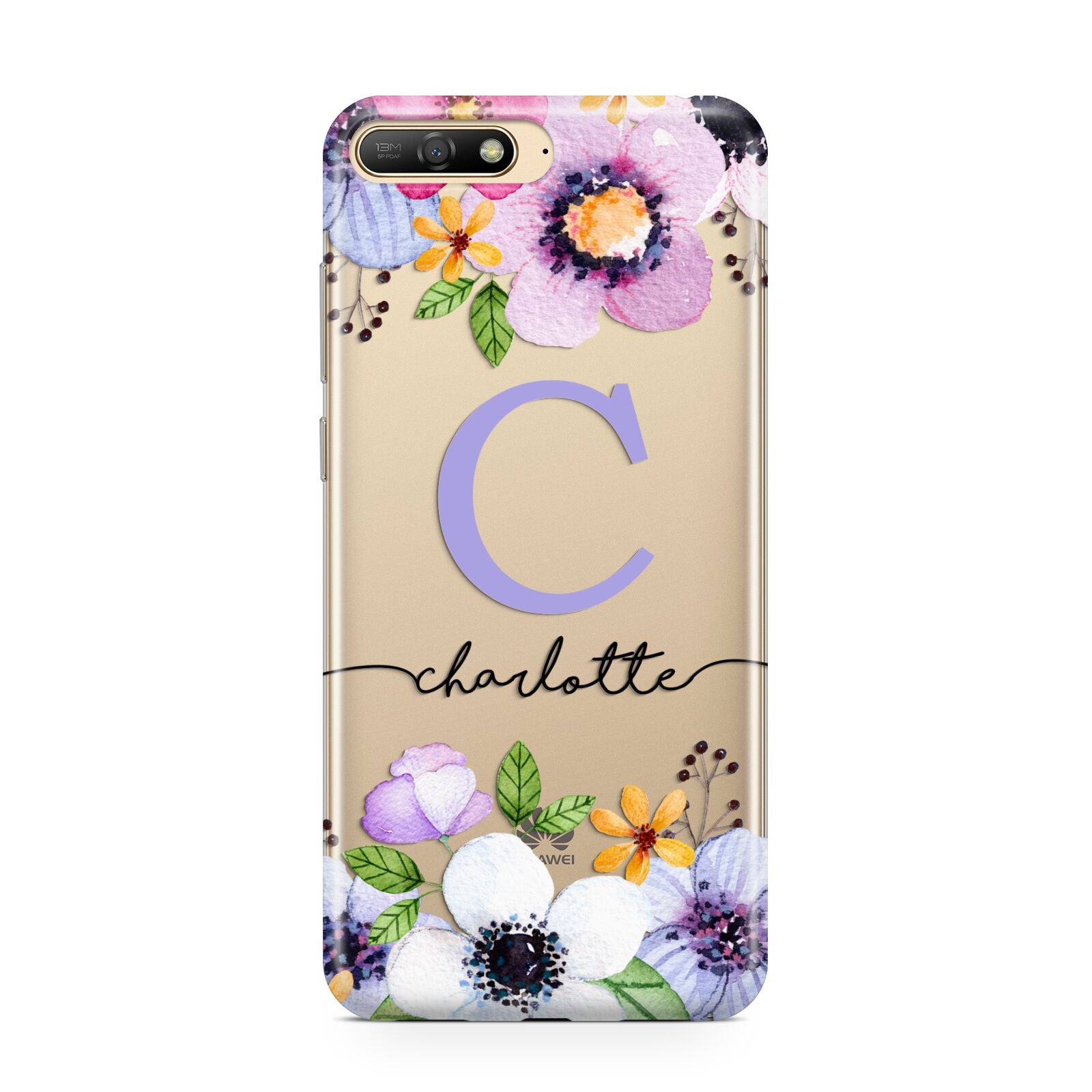 Personalised Violet Flowers Huawei Y6 2018