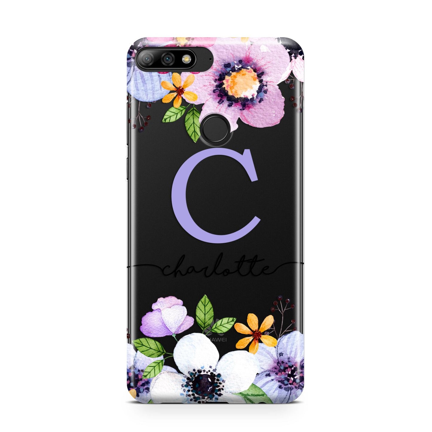 Personalised Violet Flowers Huawei Y7 2018