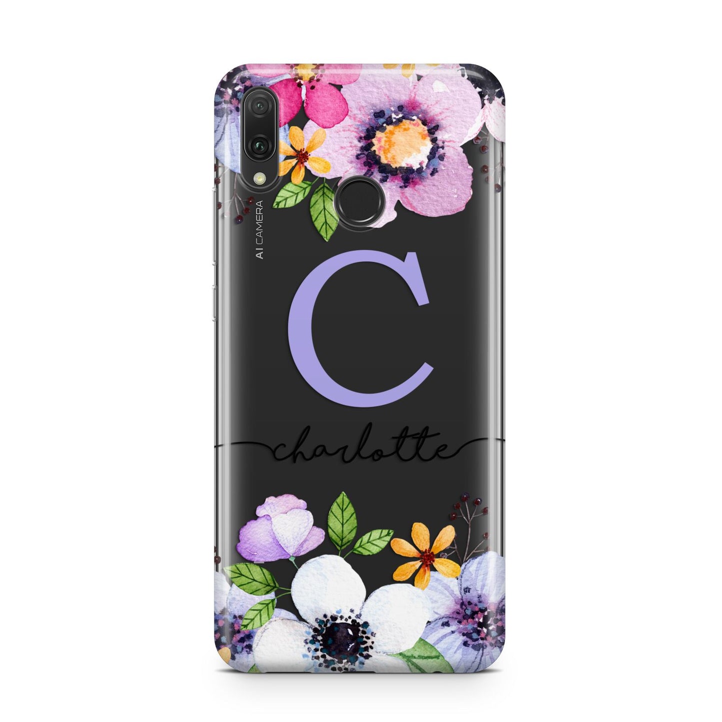 Personalised Violet Flowers Huawei Y9 2019