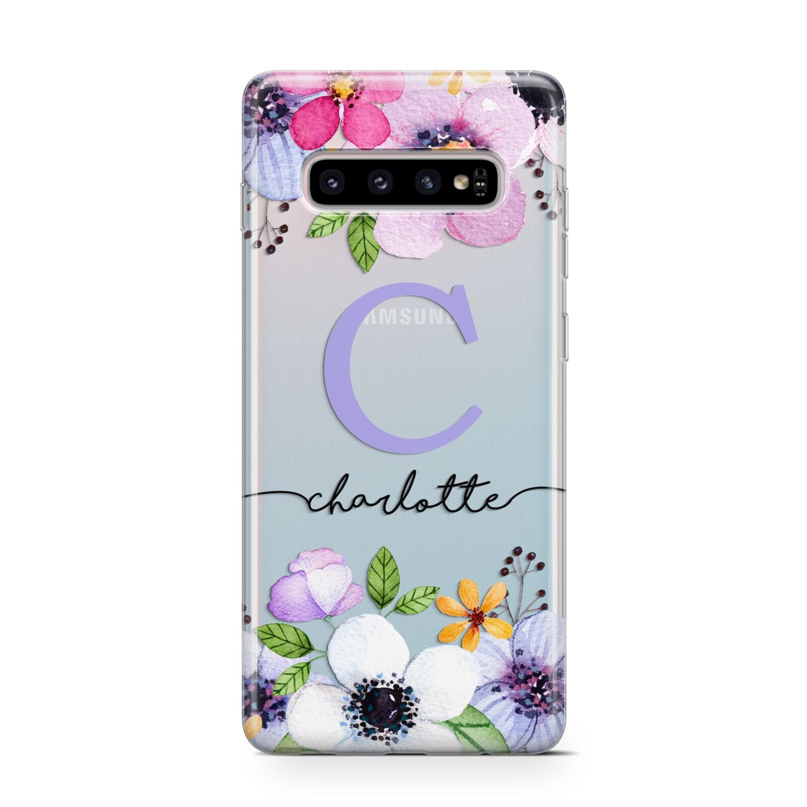 Personalised Violet Flowers Protective Samsung Galaxy Case