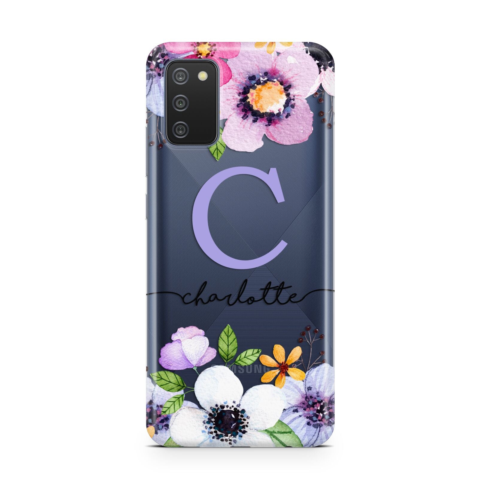 Personalised Violet Flowers Samsung A02s Case