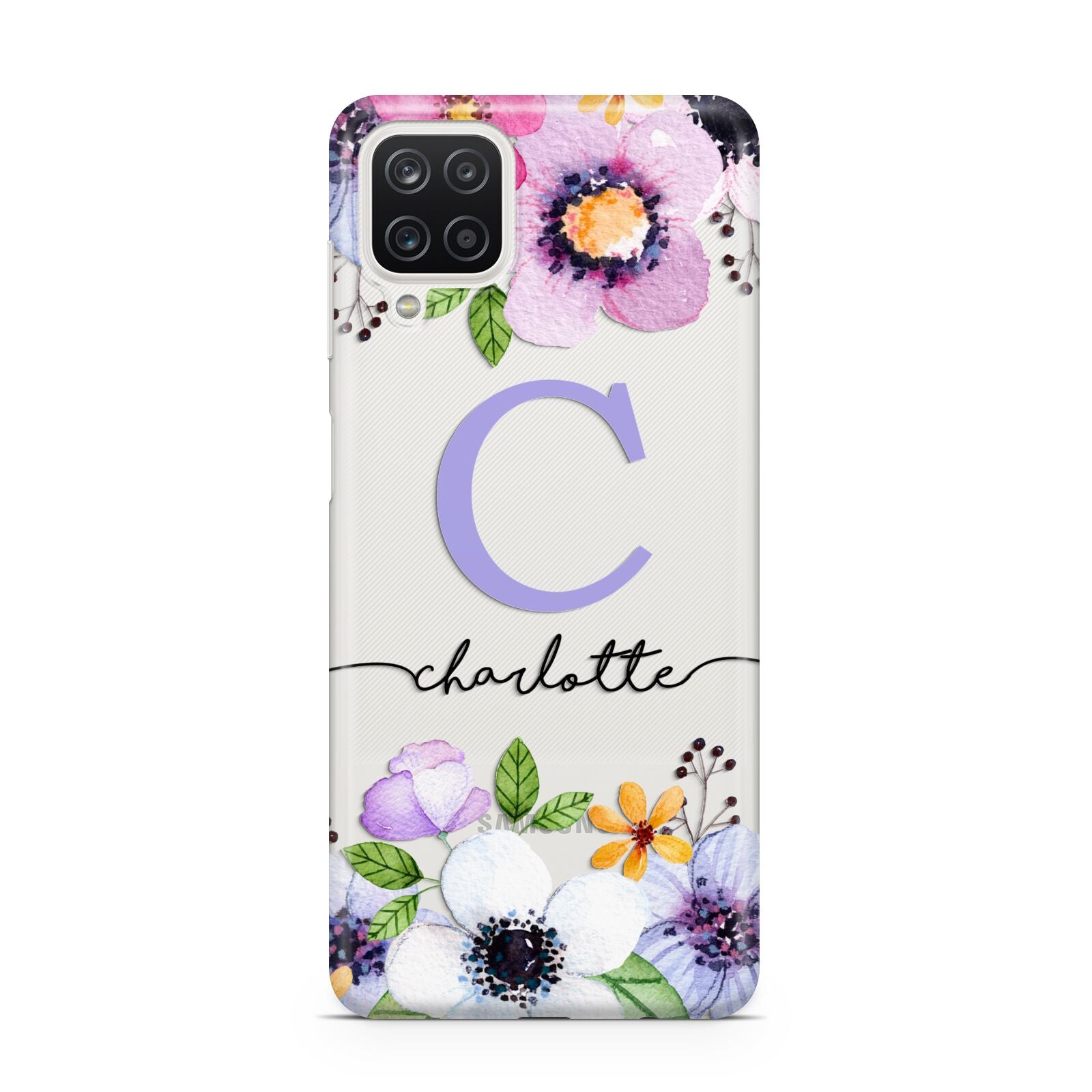 Personalised Violet Flowers Samsung A12 Case