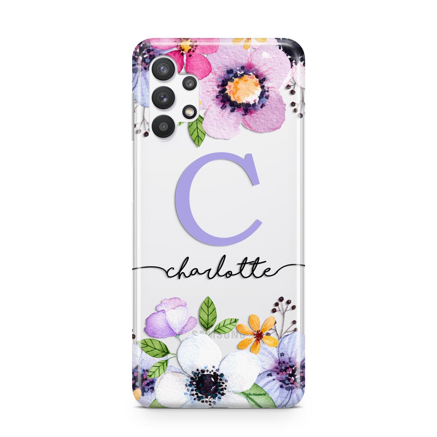 Personalised Violet Flowers Samsung A32 5G Case