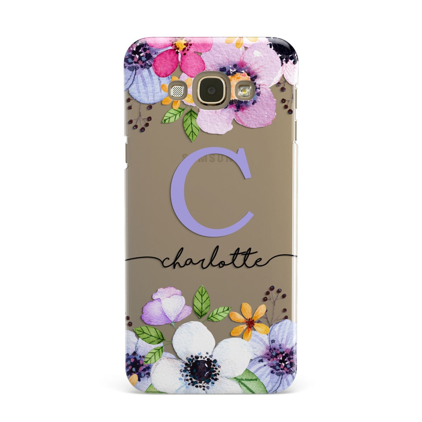 Personalised Violet Flowers Samsung Galaxy A8 Case