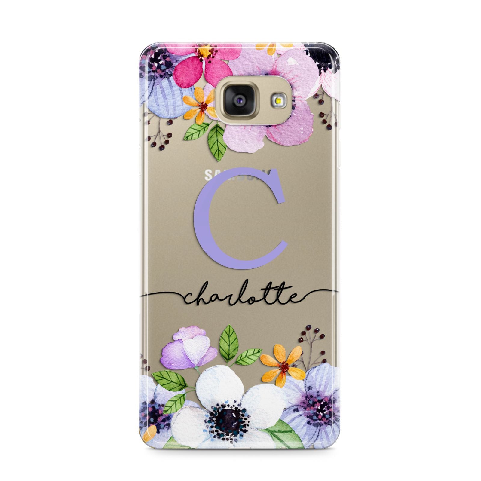 Personalised Violet Flowers Samsung Galaxy A9 2016 Case on gold phone