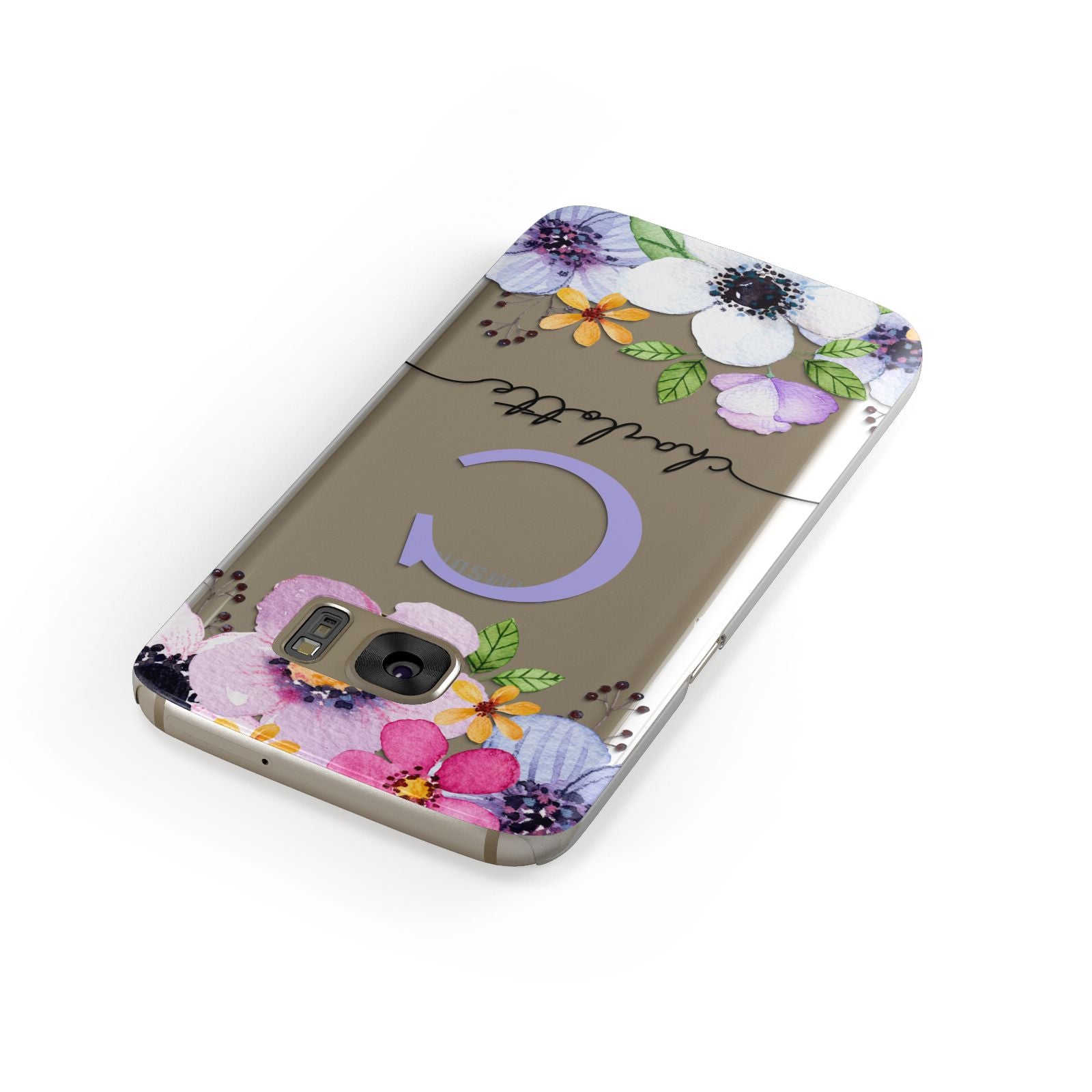 Personalised Violet Flowers Samsung Galaxy Case Front Close Up