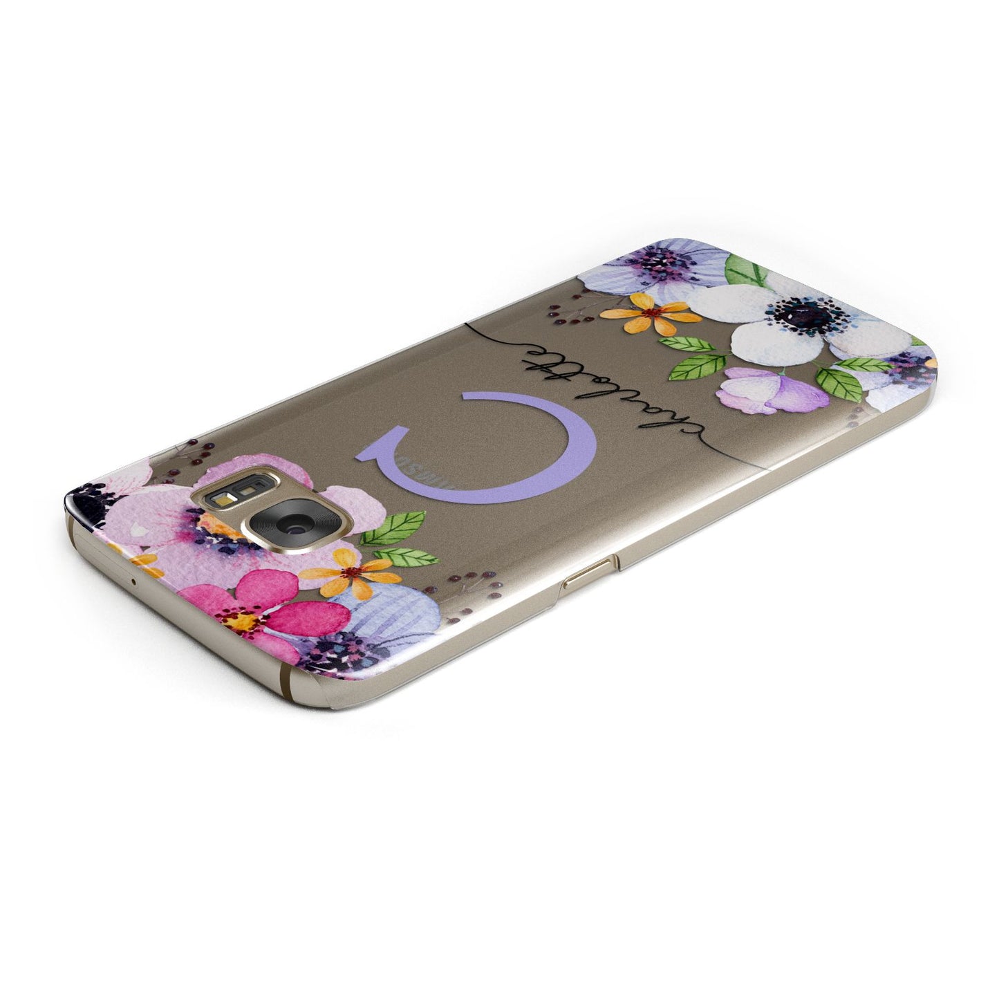 Personalised Violet Flowers Samsung Galaxy Case Top Cutout