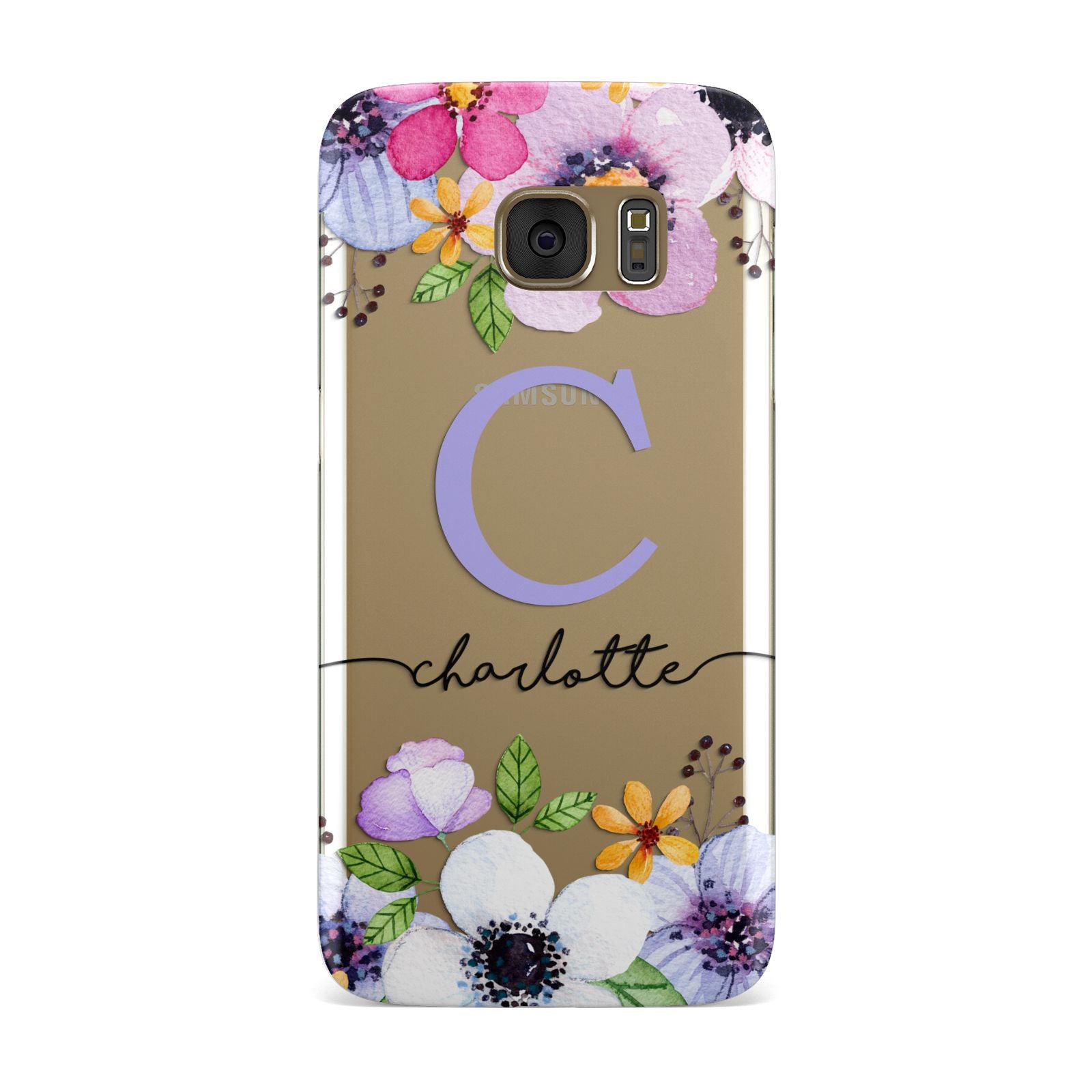 Personalised Violet Flowers Samsung Galaxy Case