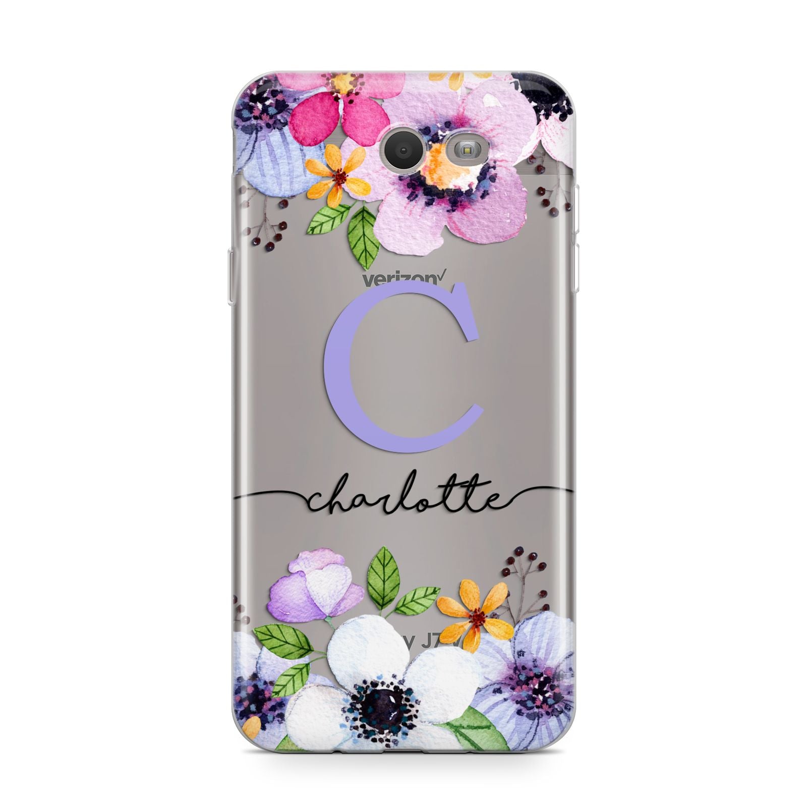 Personalised Violet Flowers Samsung Galaxy J7 2017 Case