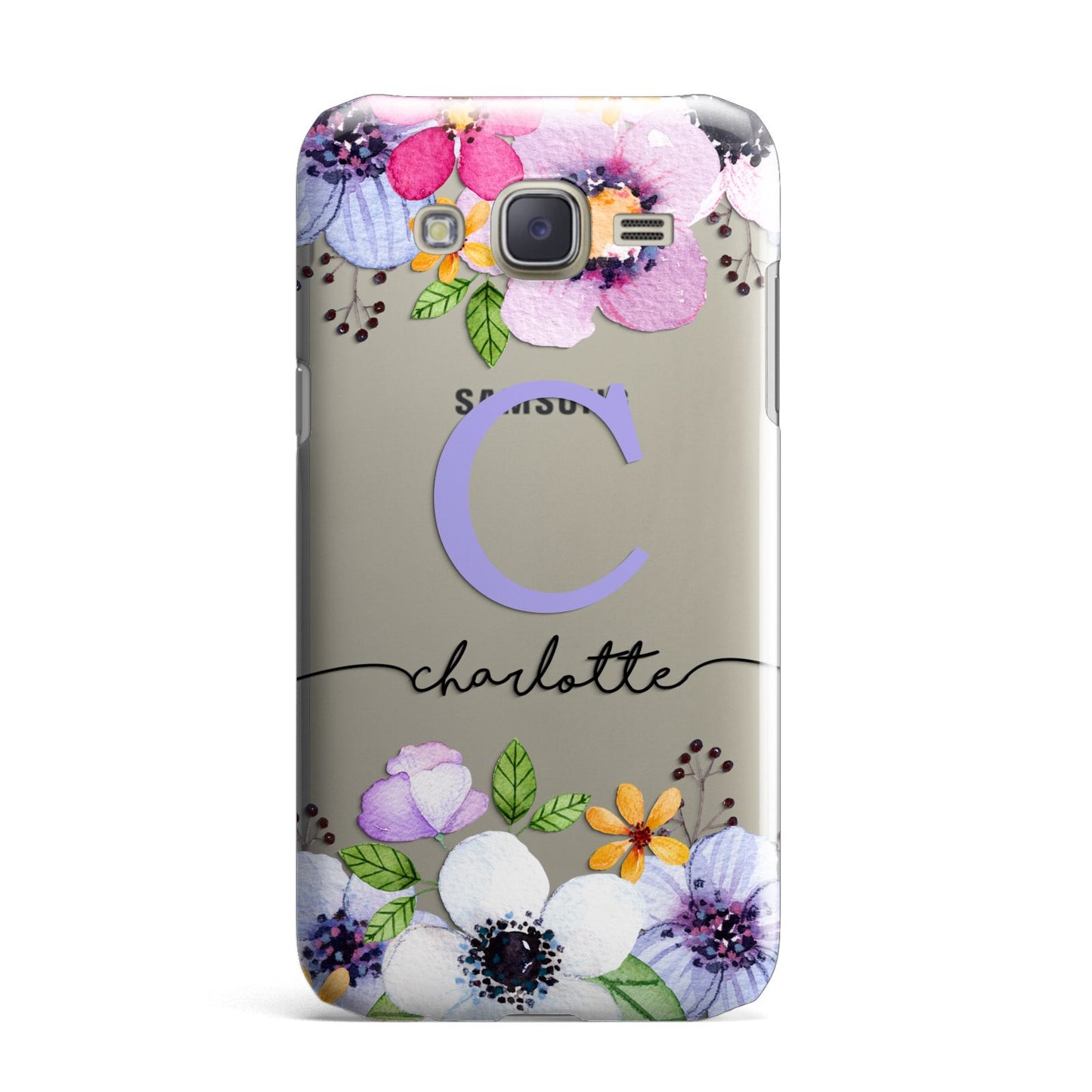 Personalised Violet Flowers Samsung Galaxy J7 Case