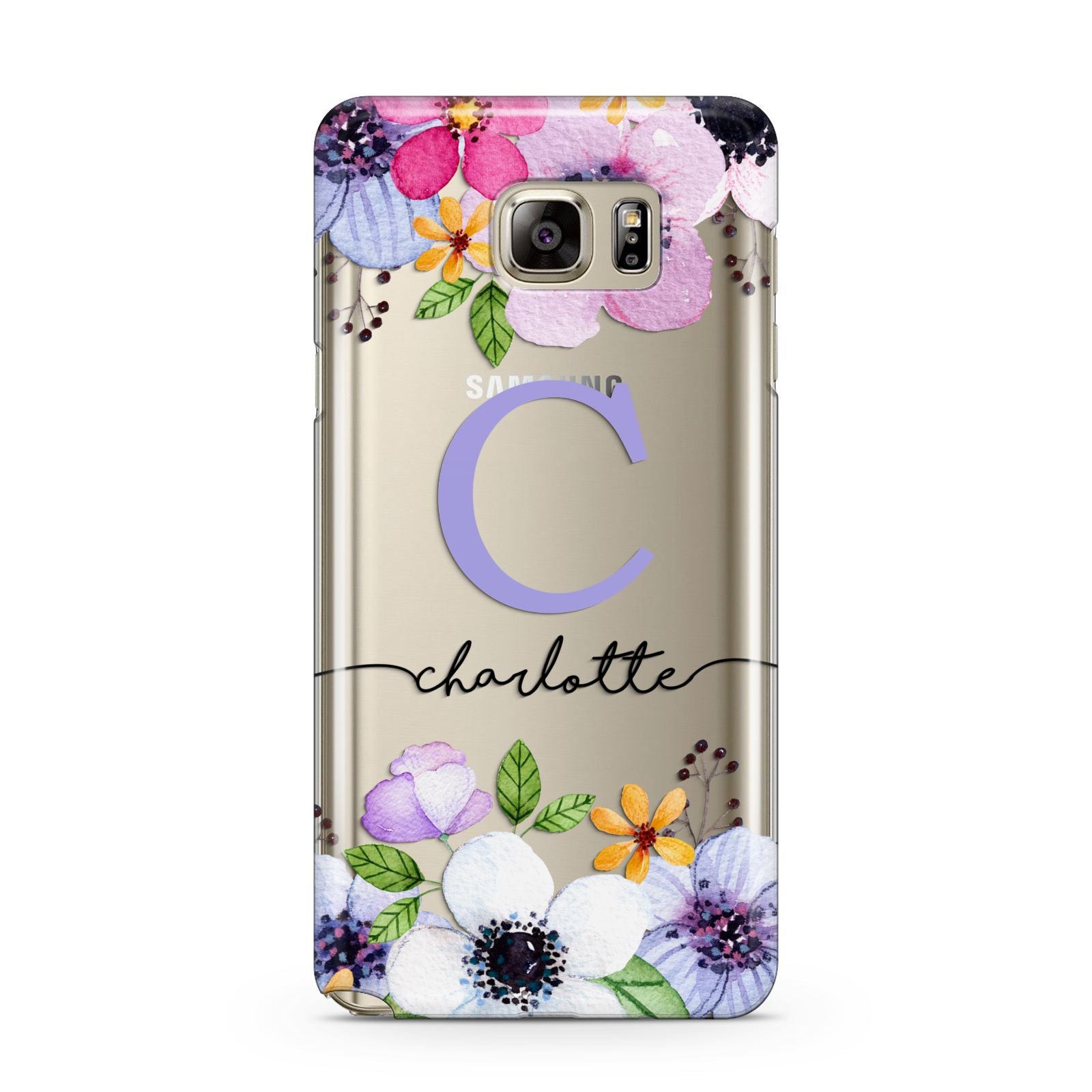 Personalised Violet Flowers Samsung Galaxy Note 5 Case