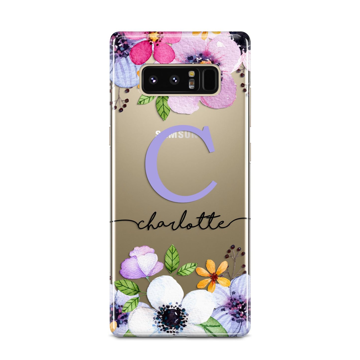 Personalised Violet Flowers Samsung Galaxy Note 8 Case