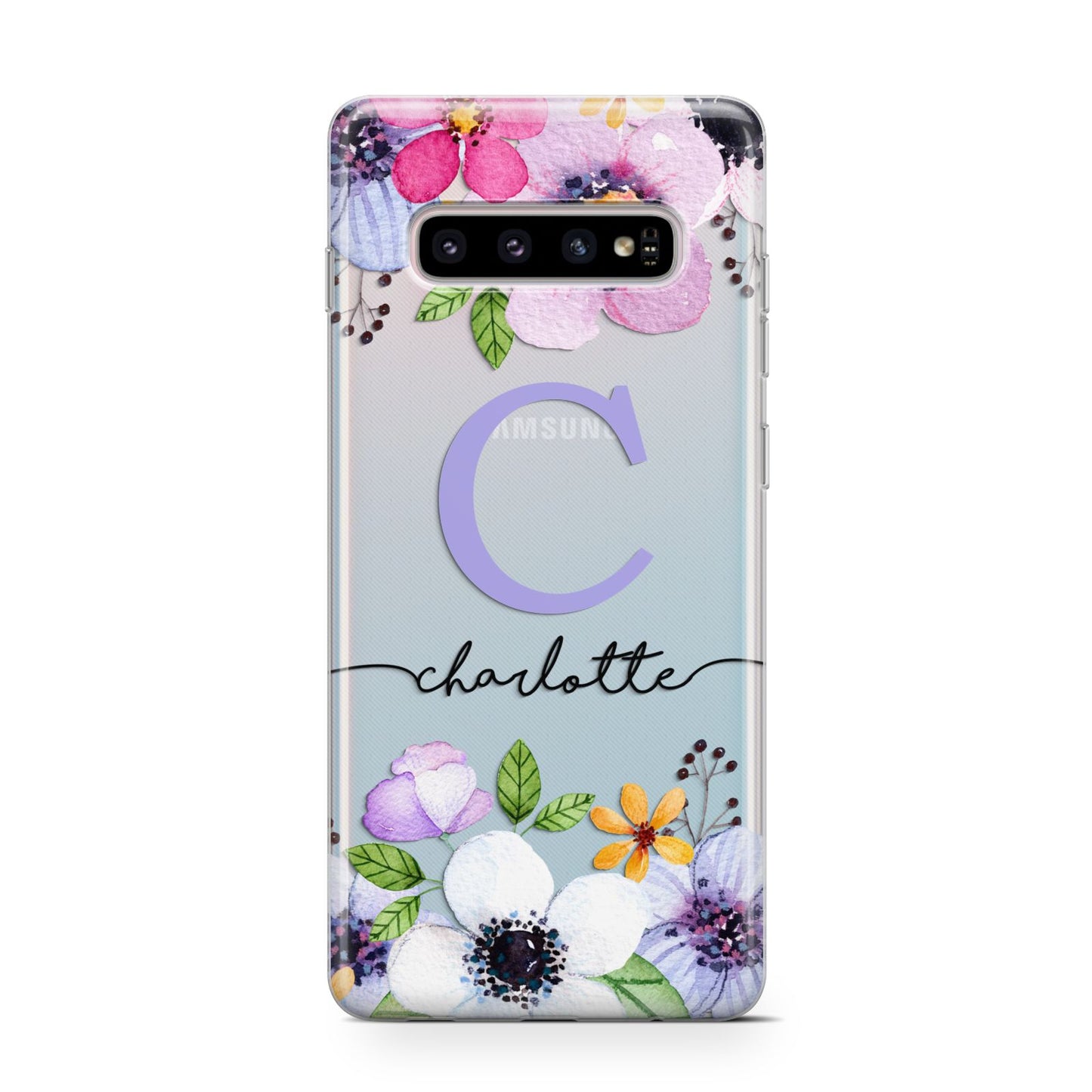 Personalised Violet Flowers Samsung Galaxy S10 Case