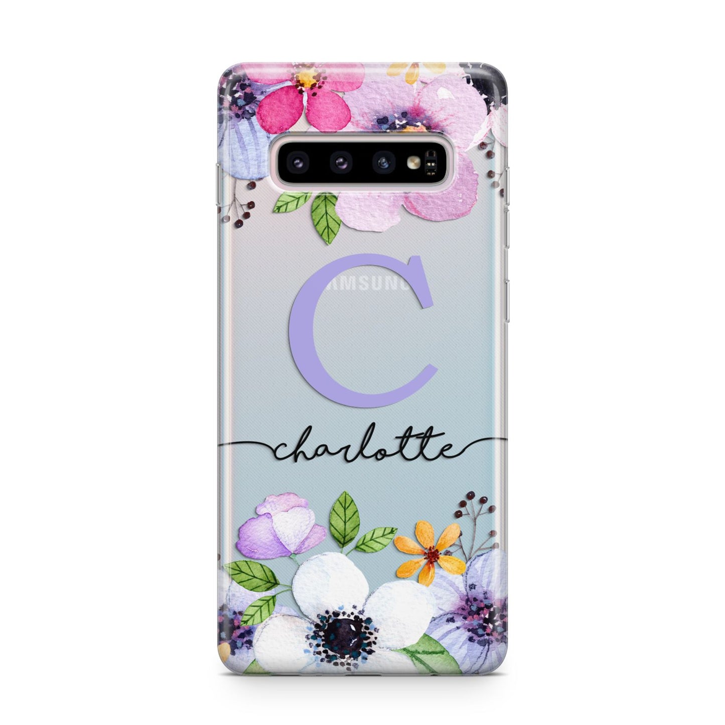 Personalised Violet Flowers Samsung Galaxy S10 Plus Case
