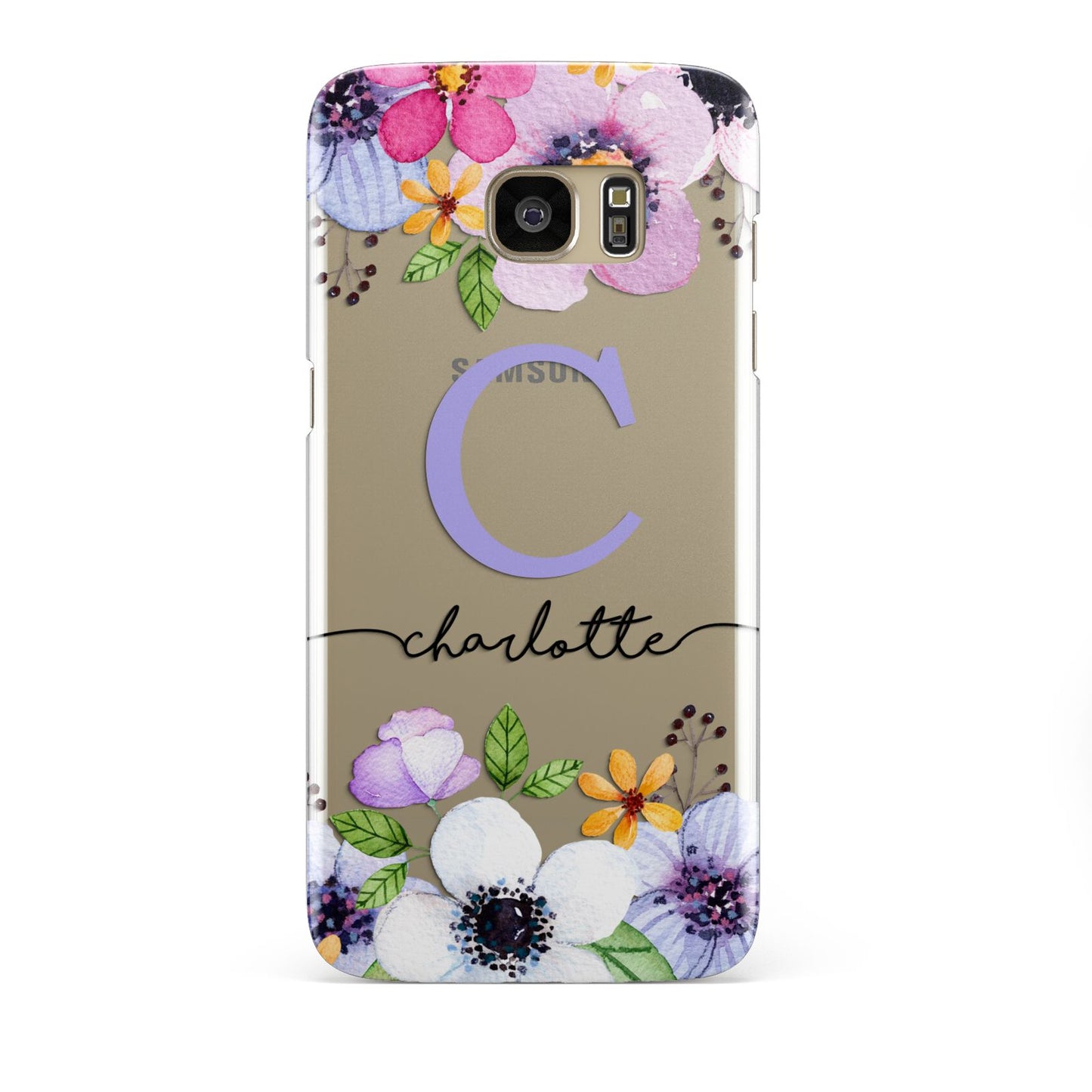 Personalised Violet Flowers Samsung Galaxy S7 Edge Case