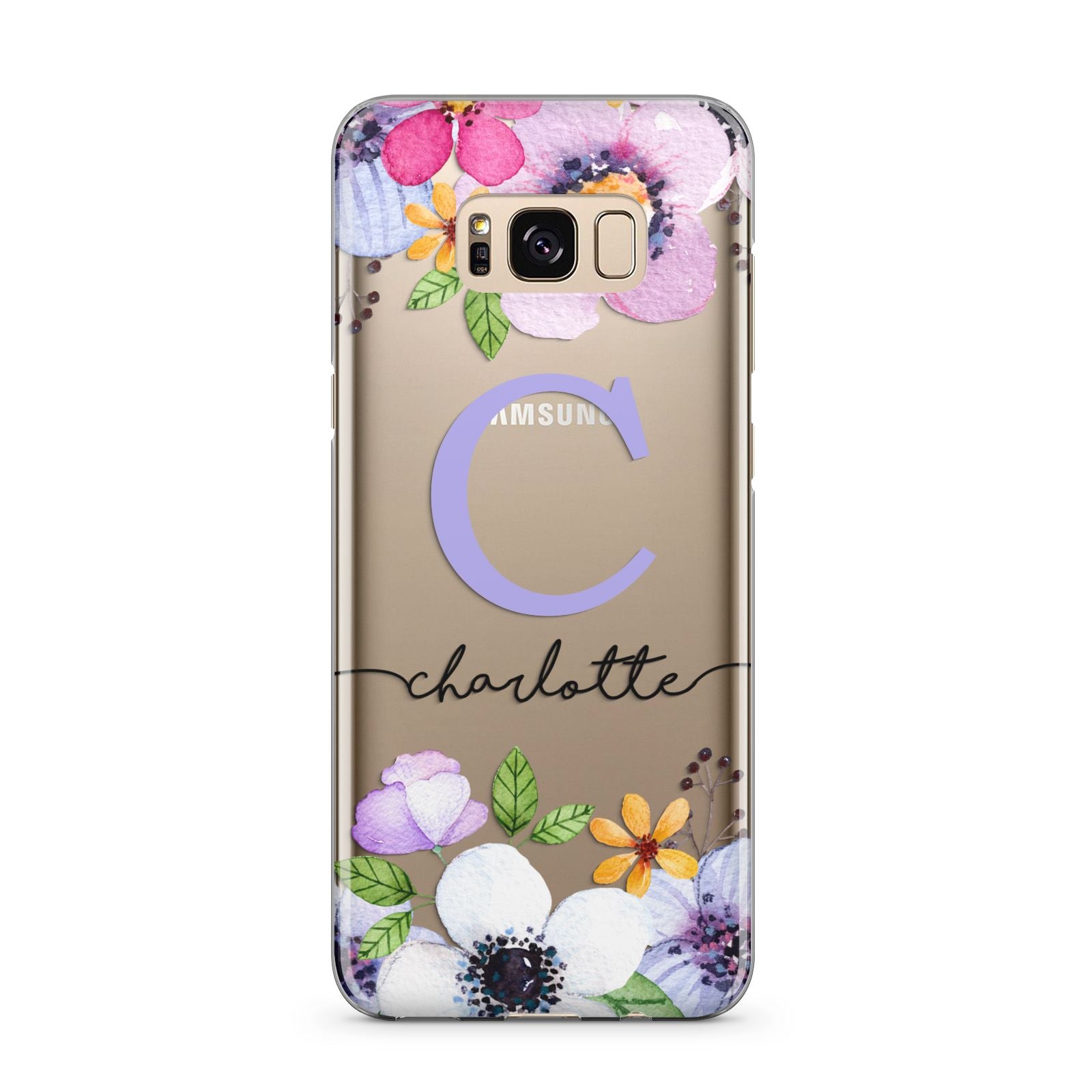 Personalised Violet Flowers Samsung Galaxy S8 Plus Case