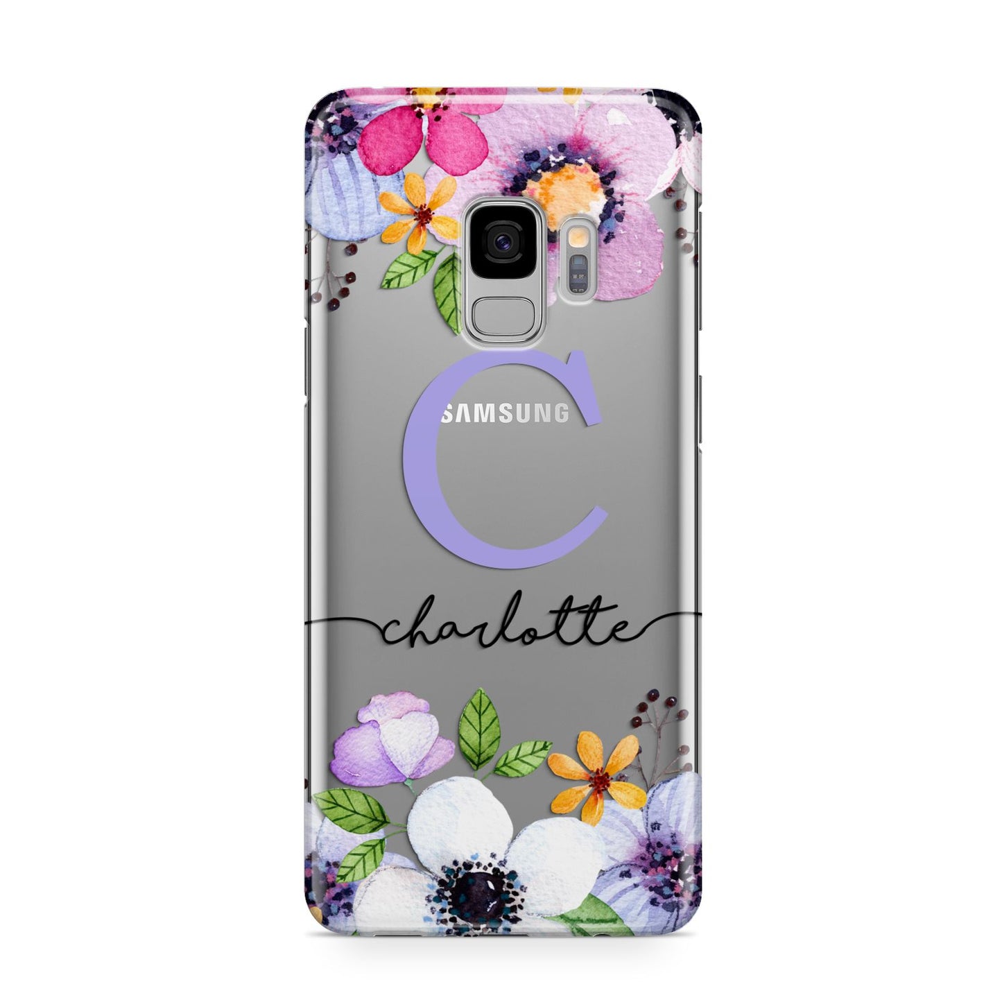 Personalised Violet Flowers Samsung Galaxy S9 Case