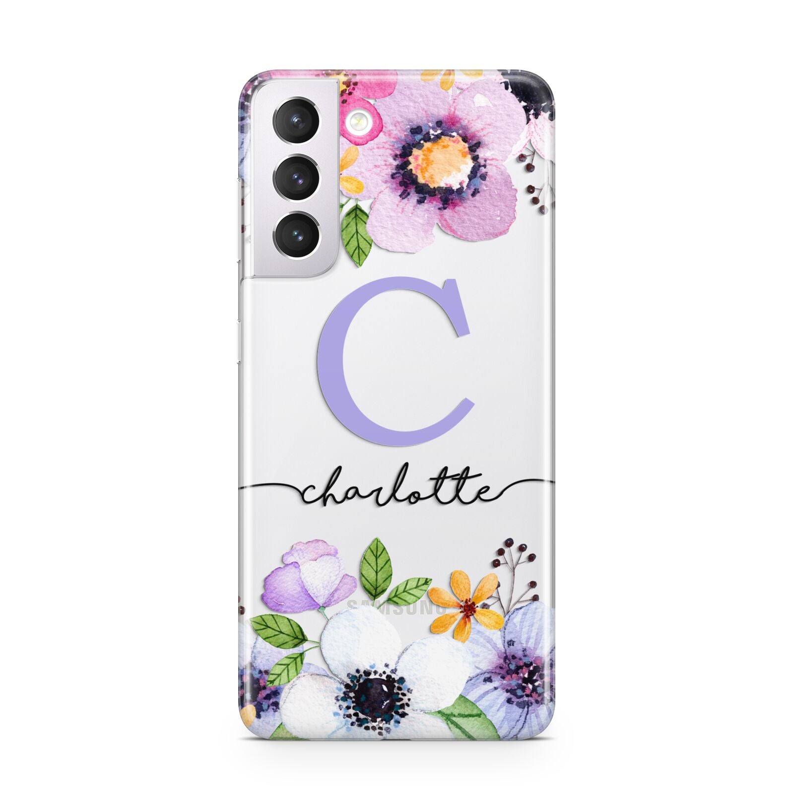 Personalised Violet Flowers Samsung S21 Case