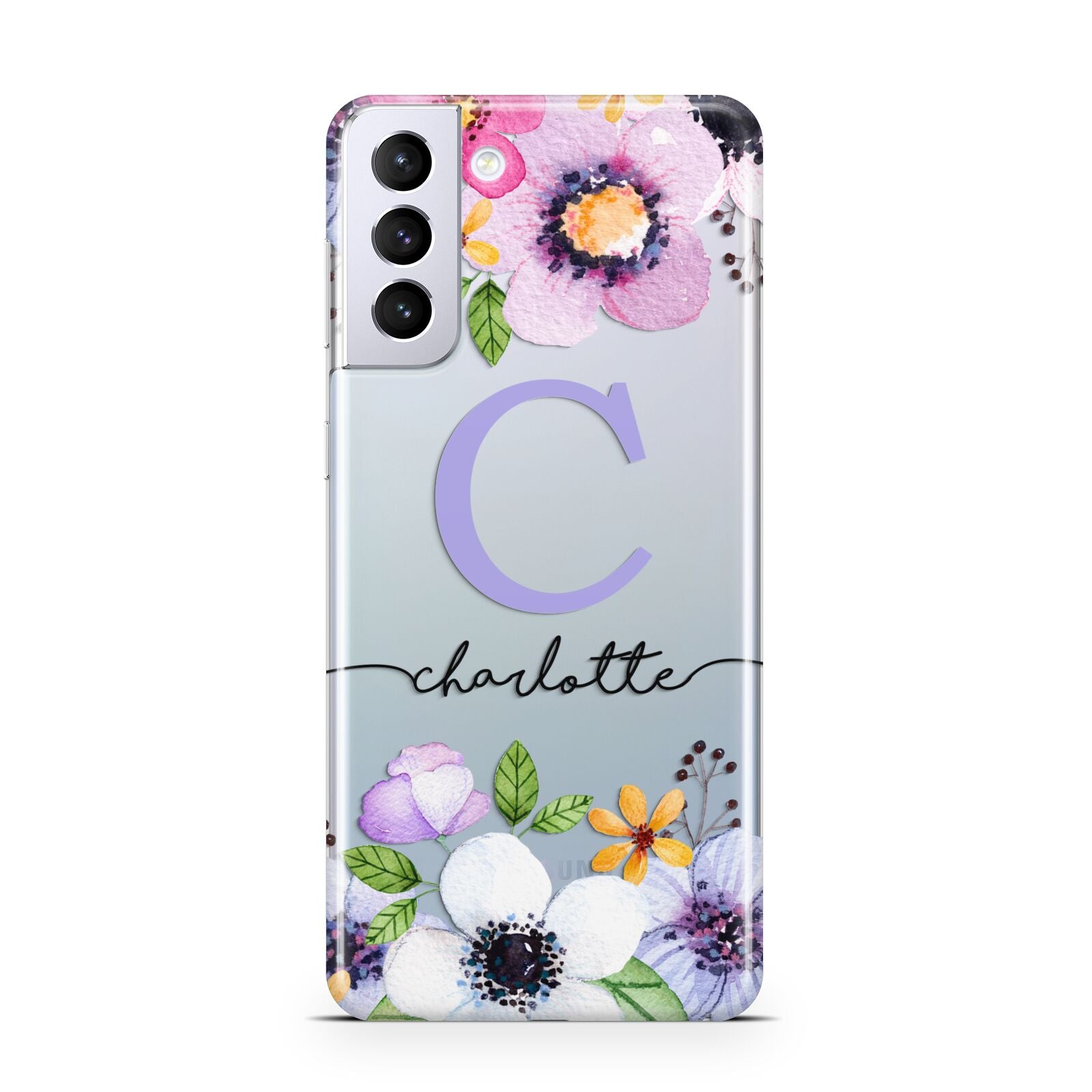 Personalised Violet Flowers Samsung S21 Plus Phone Case