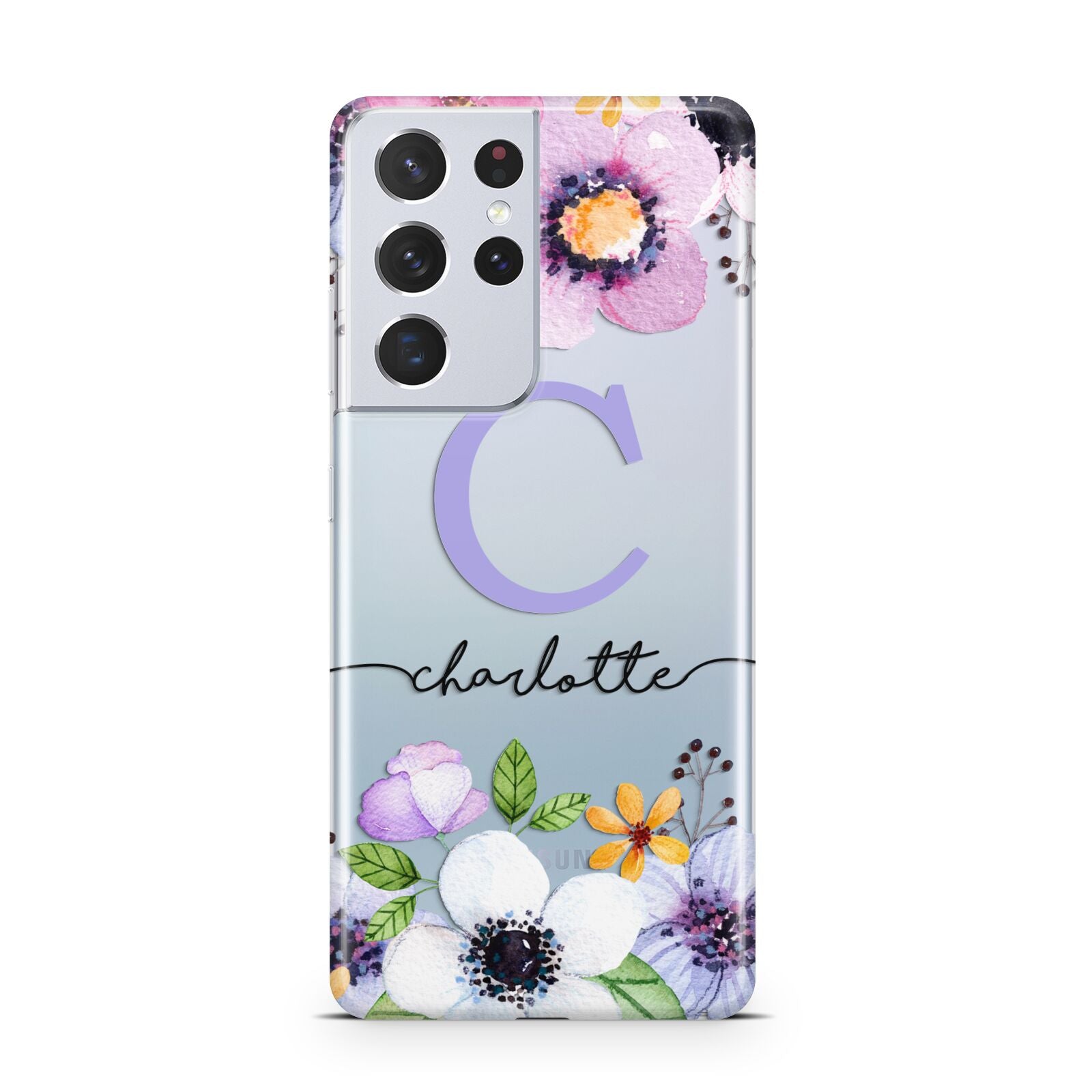 Personalised Violet Flowers Samsung S21 Ultra Case