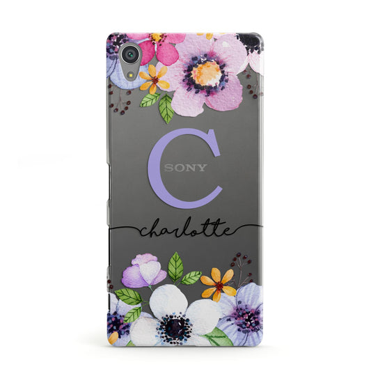 Personalised Violet Flowers Sony Xperia Case