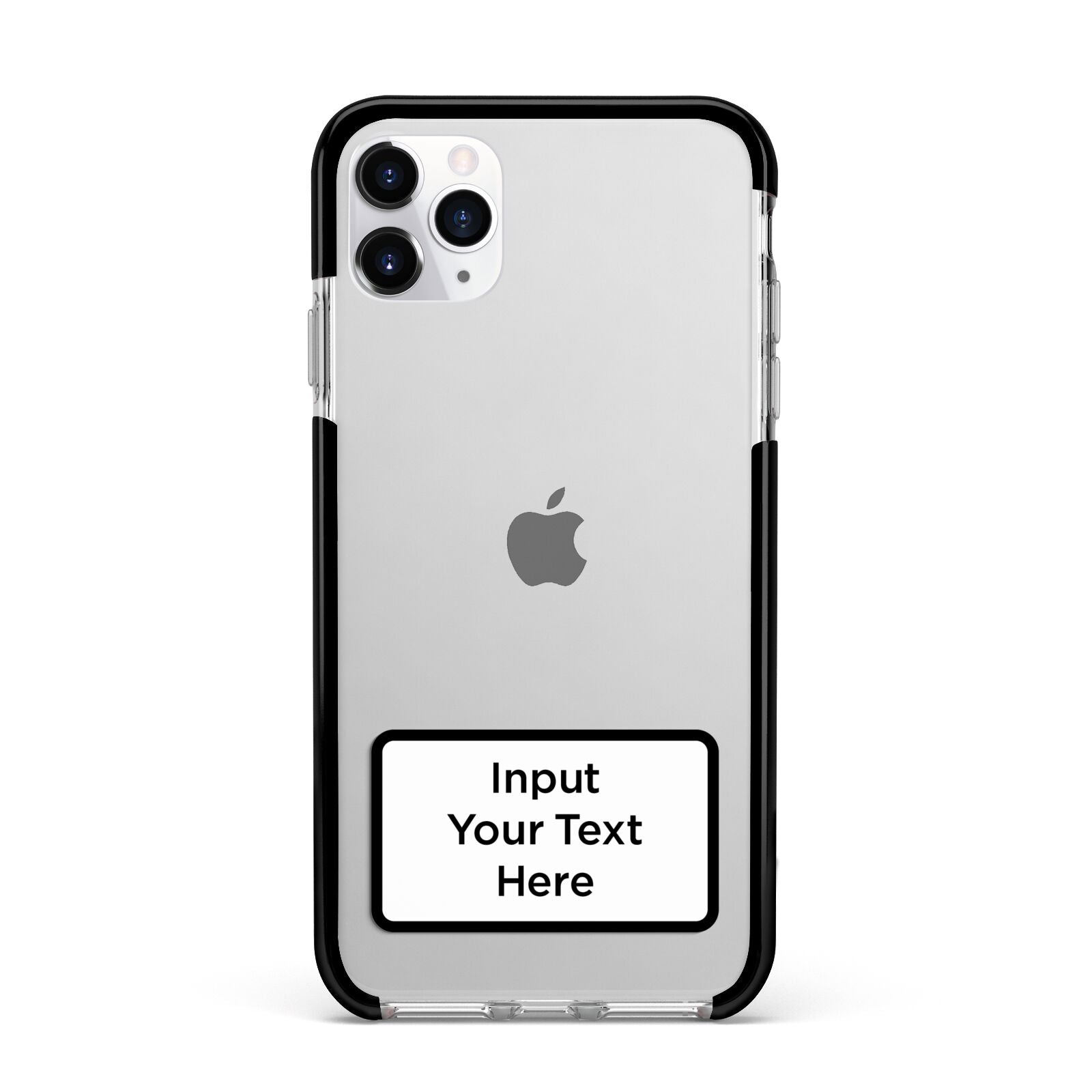 Personalised Warning Label Apple iPhone 11 Pro Max in Silver with Black Impact Case