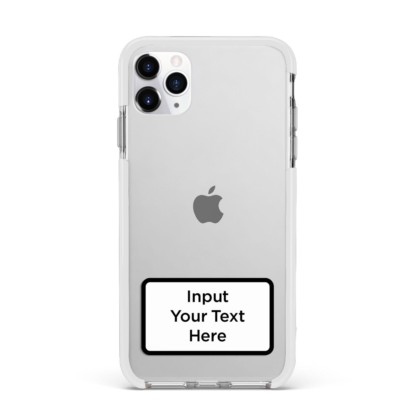 Personalised Warning Label Apple iPhone 11 Pro Max in Silver with White Impact Case