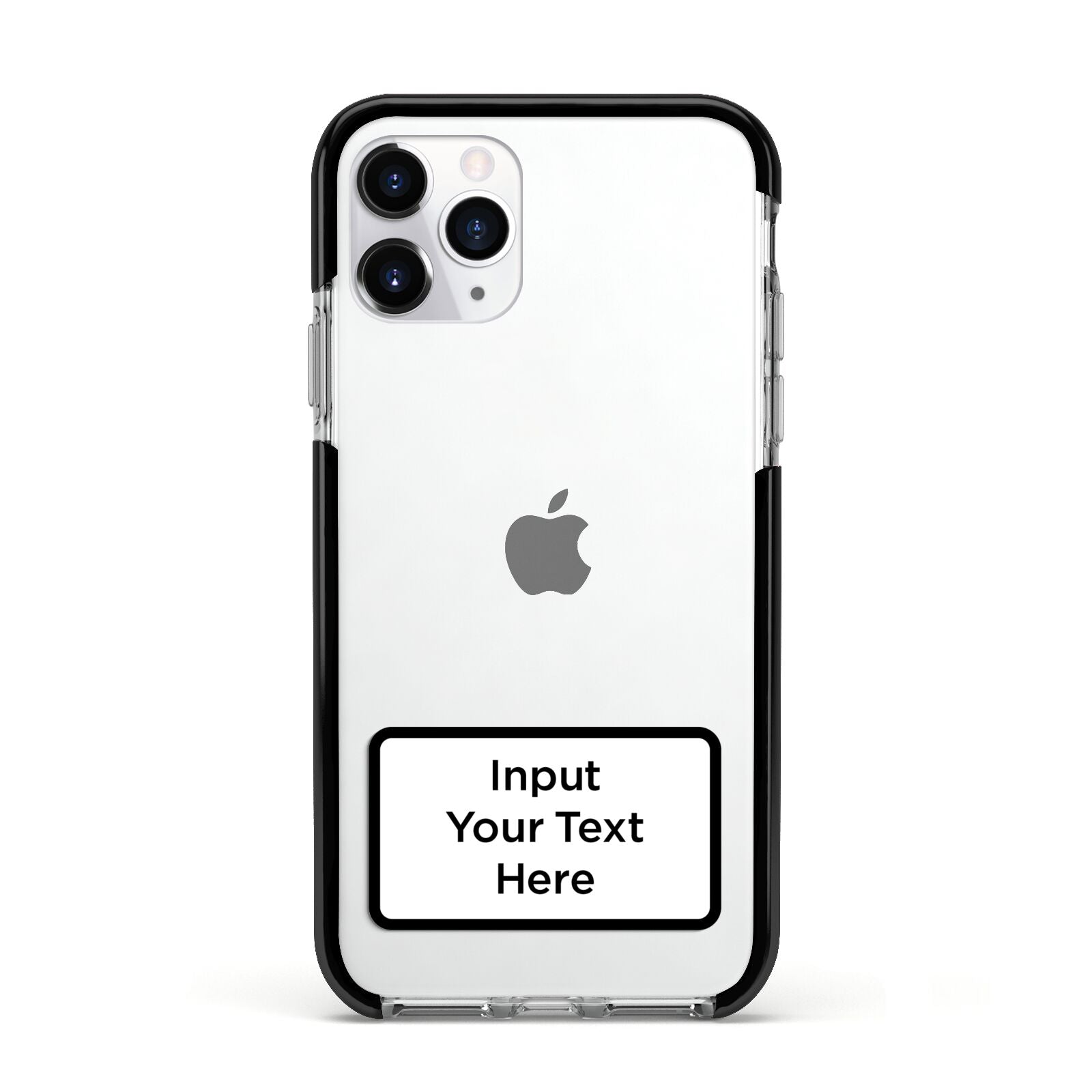 Personalised Warning Label Apple iPhone 11 Pro in Silver with Black Impact Case