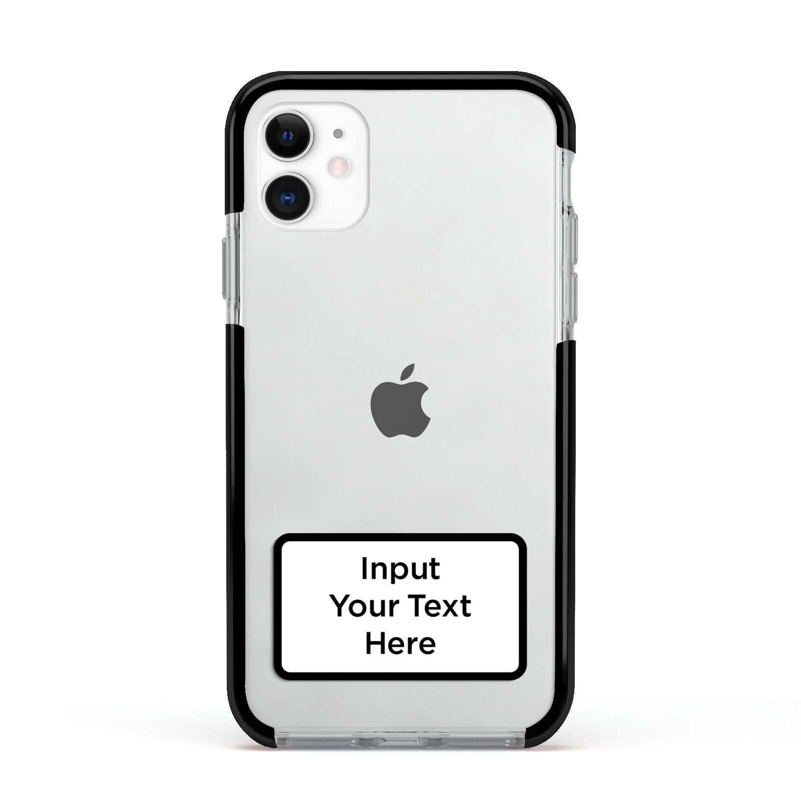 Personalised Warning Label Apple iPhone 11 in White with Black Impact Case