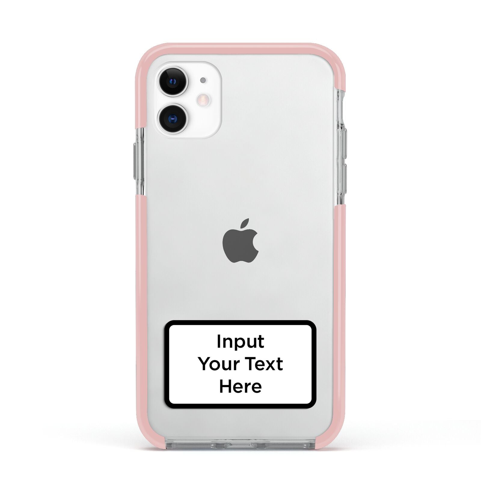 Personalised Warning Label Apple iPhone 11 in White with Pink Impact Case