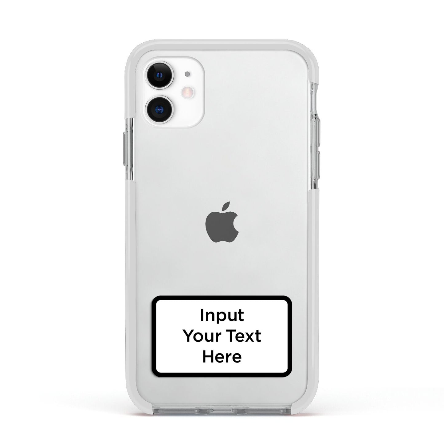 Personalised Warning Label Apple iPhone 11 in White with White Impact Case