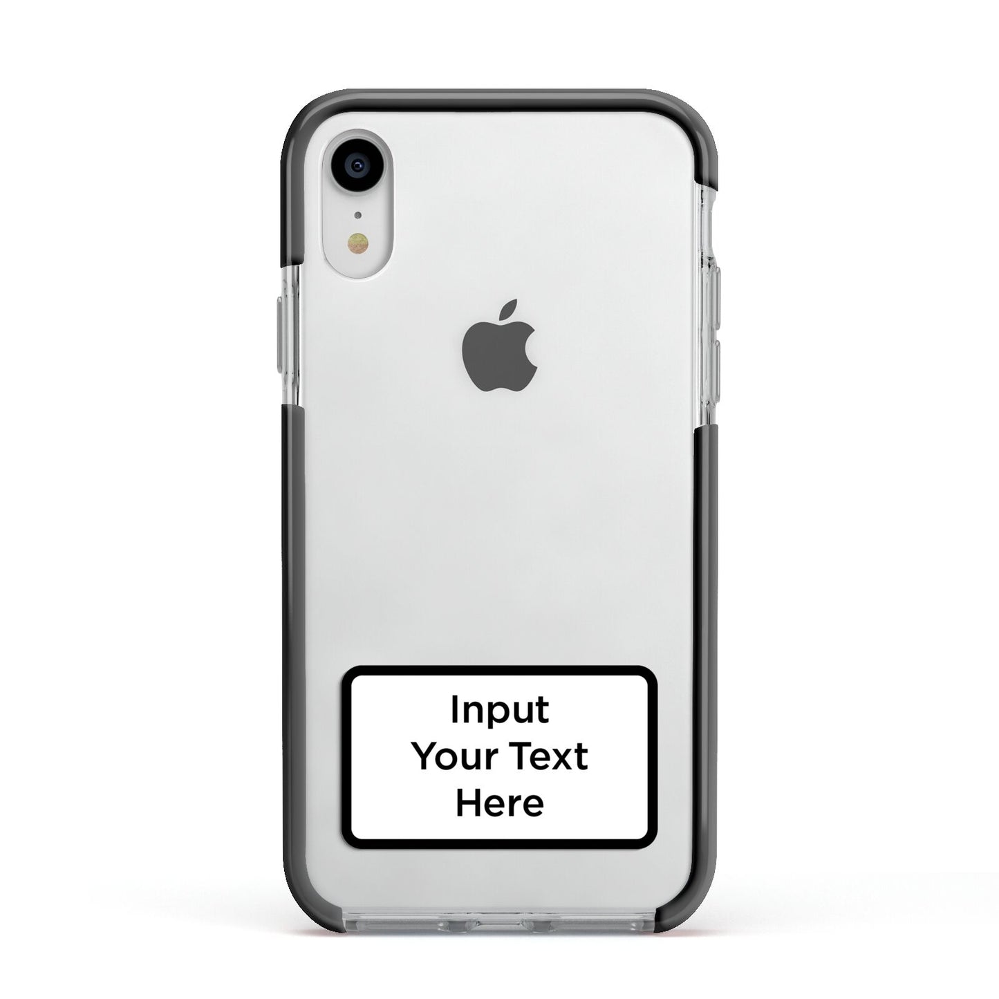 Personalised Warning Label Apple iPhone XR Impact Case Black Edge on Silver Phone