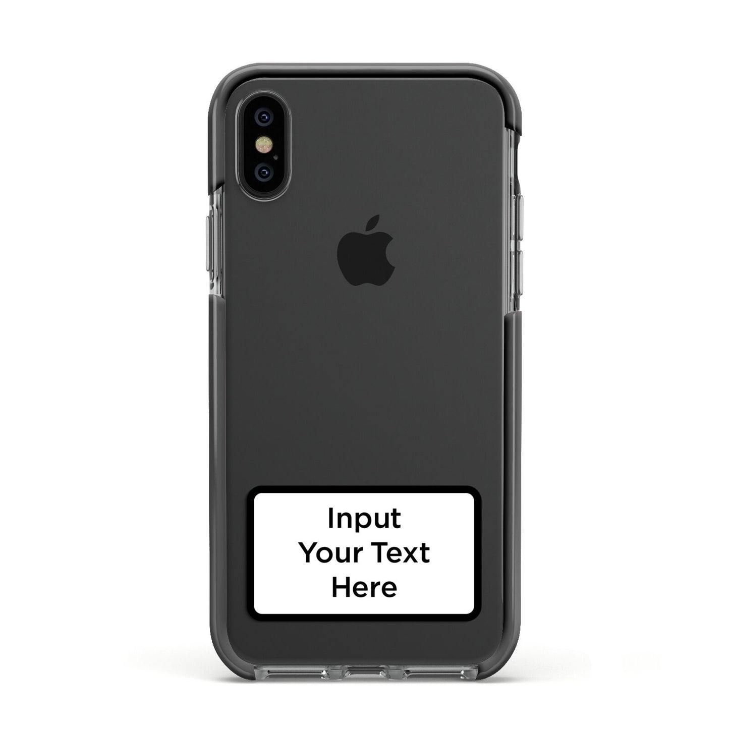 Personalised Warning Label Apple iPhone Xs Impact Case Black Edge on Black Phone