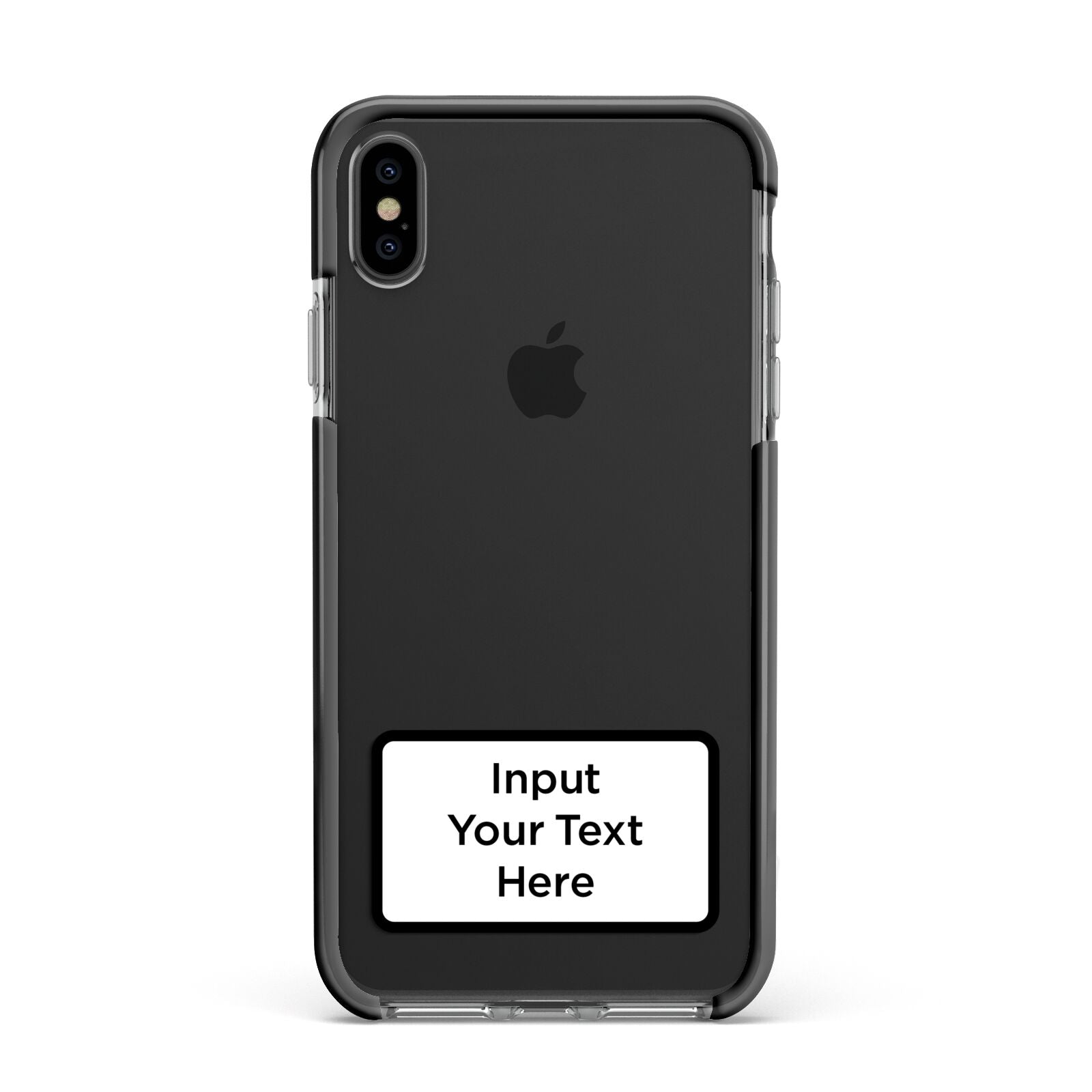 Personalised Warning Label Apple iPhone Xs Max Impact Case Black Edge on Black Phone