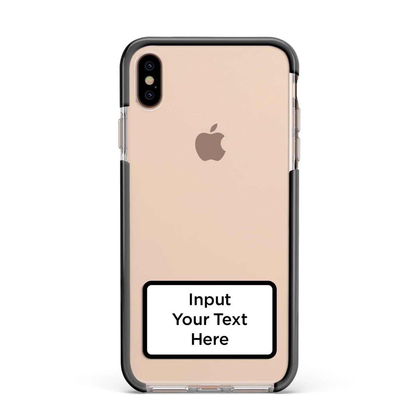 Personalised Warning Label Apple iPhone Xs Max Impact Case Black Edge on Gold Phone