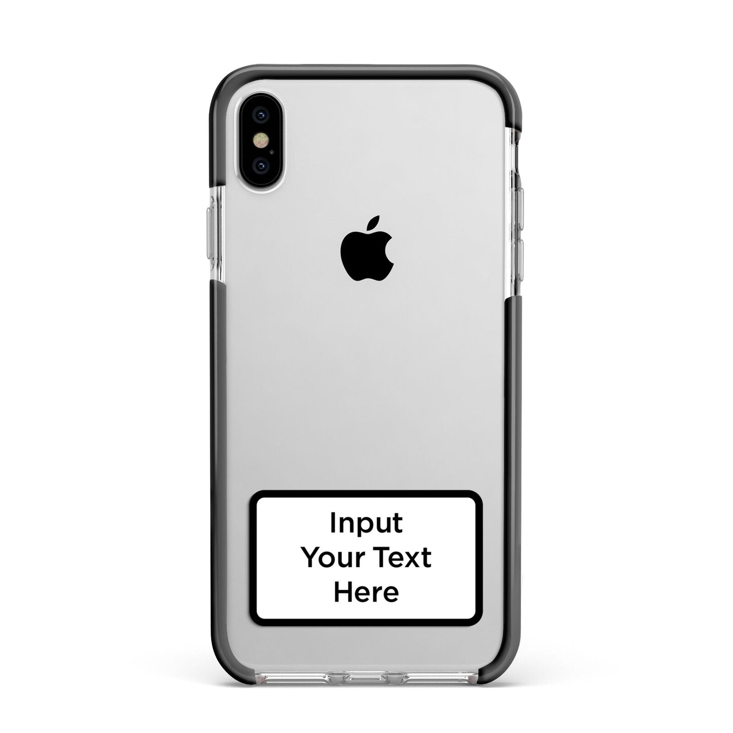 Personalised Warning Label Apple iPhone Xs Max Impact Case Black Edge on Silver Phone