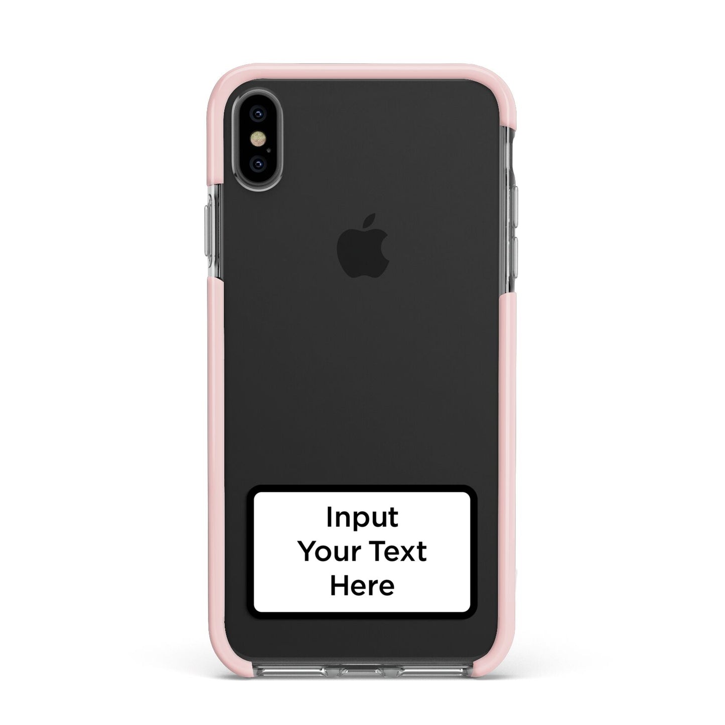 Personalised Warning Label Apple iPhone Xs Max Impact Case Pink Edge on Black Phone