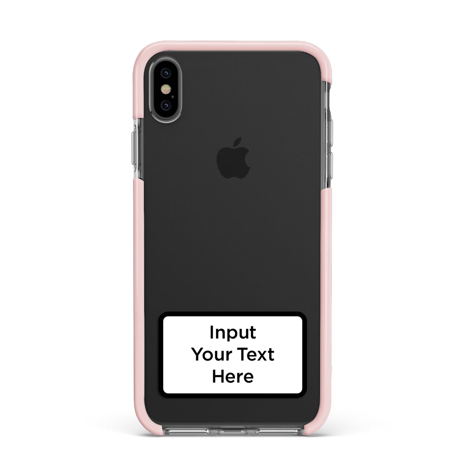 Personalised Warning Label Apple iPhone Xs Max Impact Case Pink Edge on Black Phone