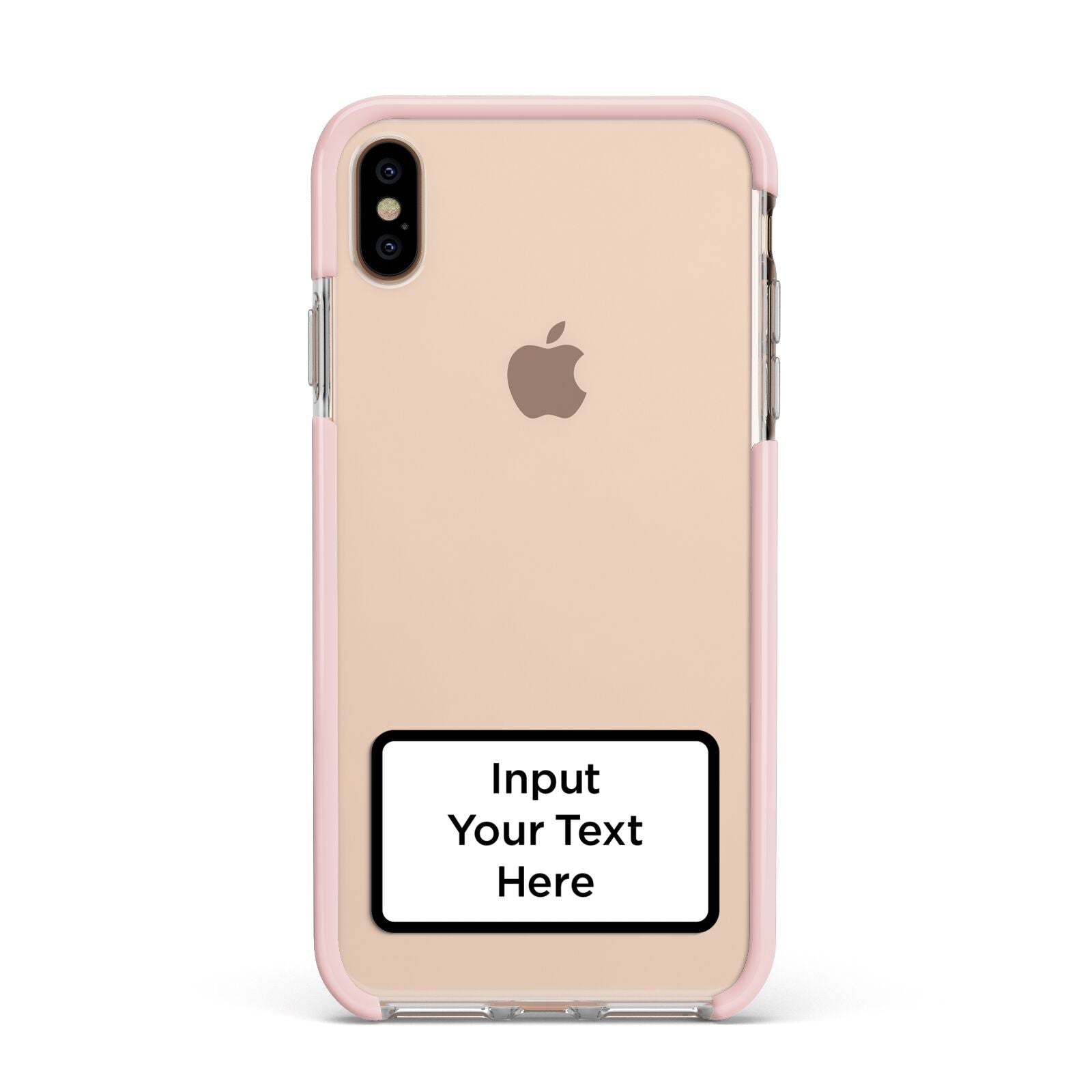 Personalised Warning Label Apple iPhone Xs Max Impact Case Pink Edge on Gold Phone