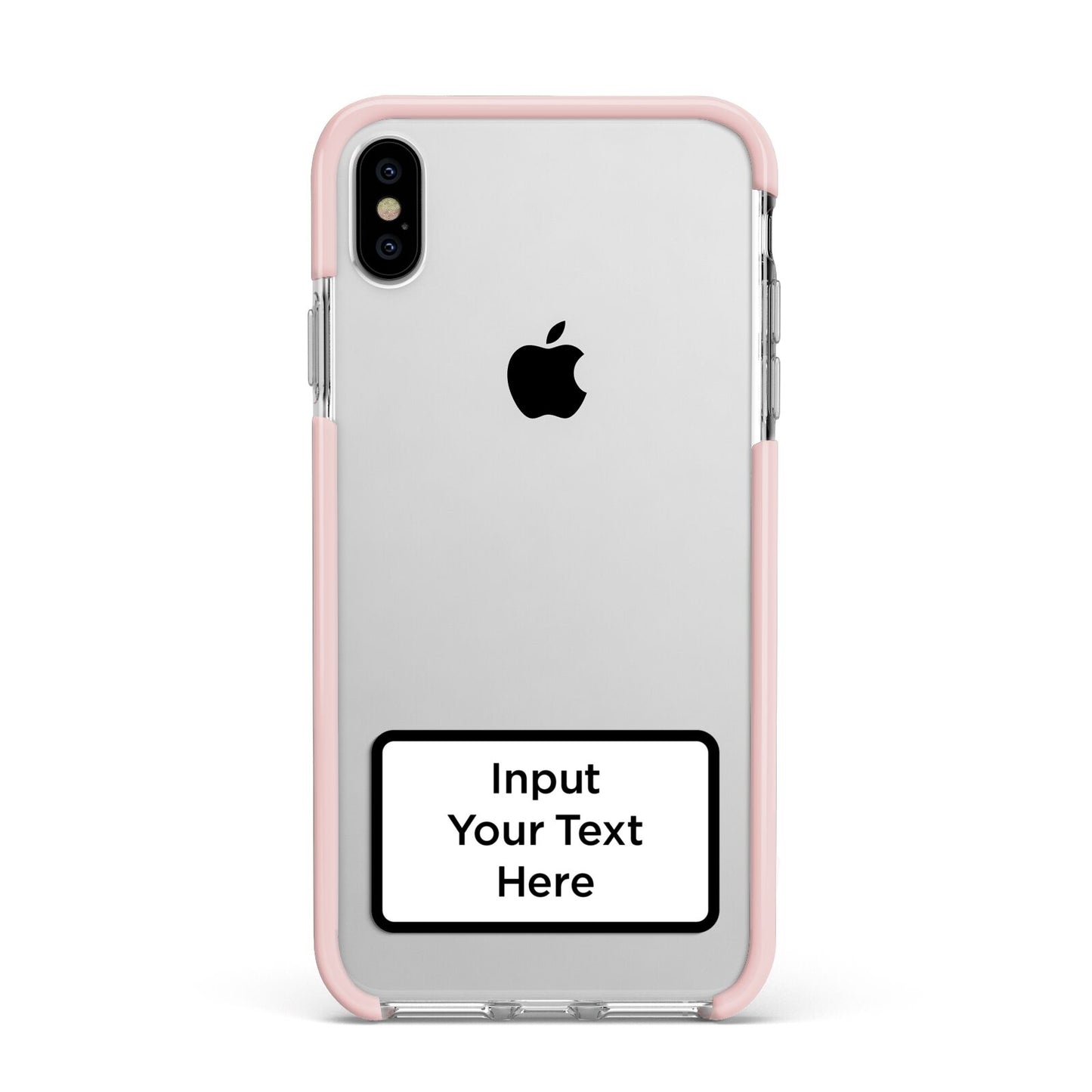 Personalised Warning Label Apple iPhone Xs Max Impact Case Pink Edge on Silver Phone