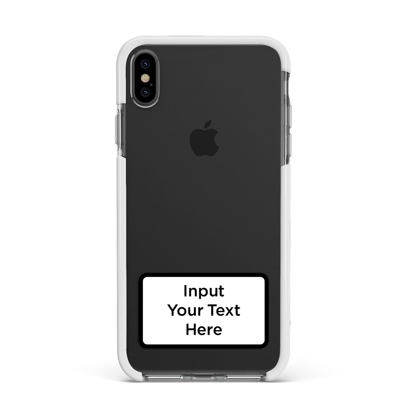 Personalised Warning Label Apple iPhone Xs Max Impact Case White Edge on Black Phone