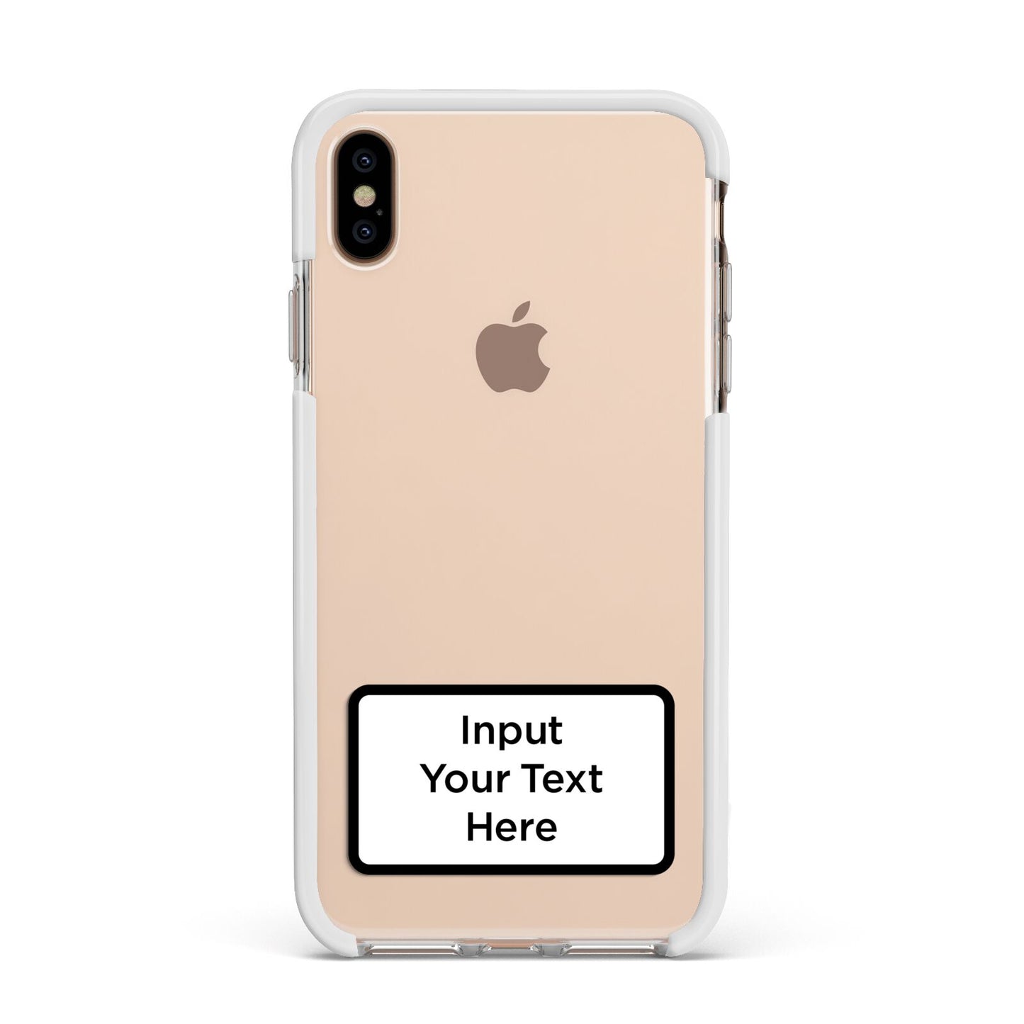 Personalised Warning Label Apple iPhone Xs Max Impact Case White Edge on Gold Phone