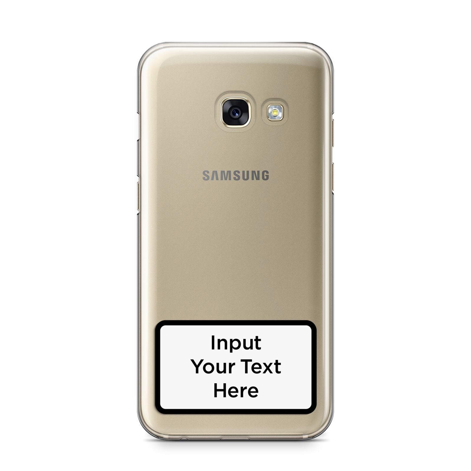 Personalised Warning Label Samsung Galaxy A3 2017 Case on gold phone